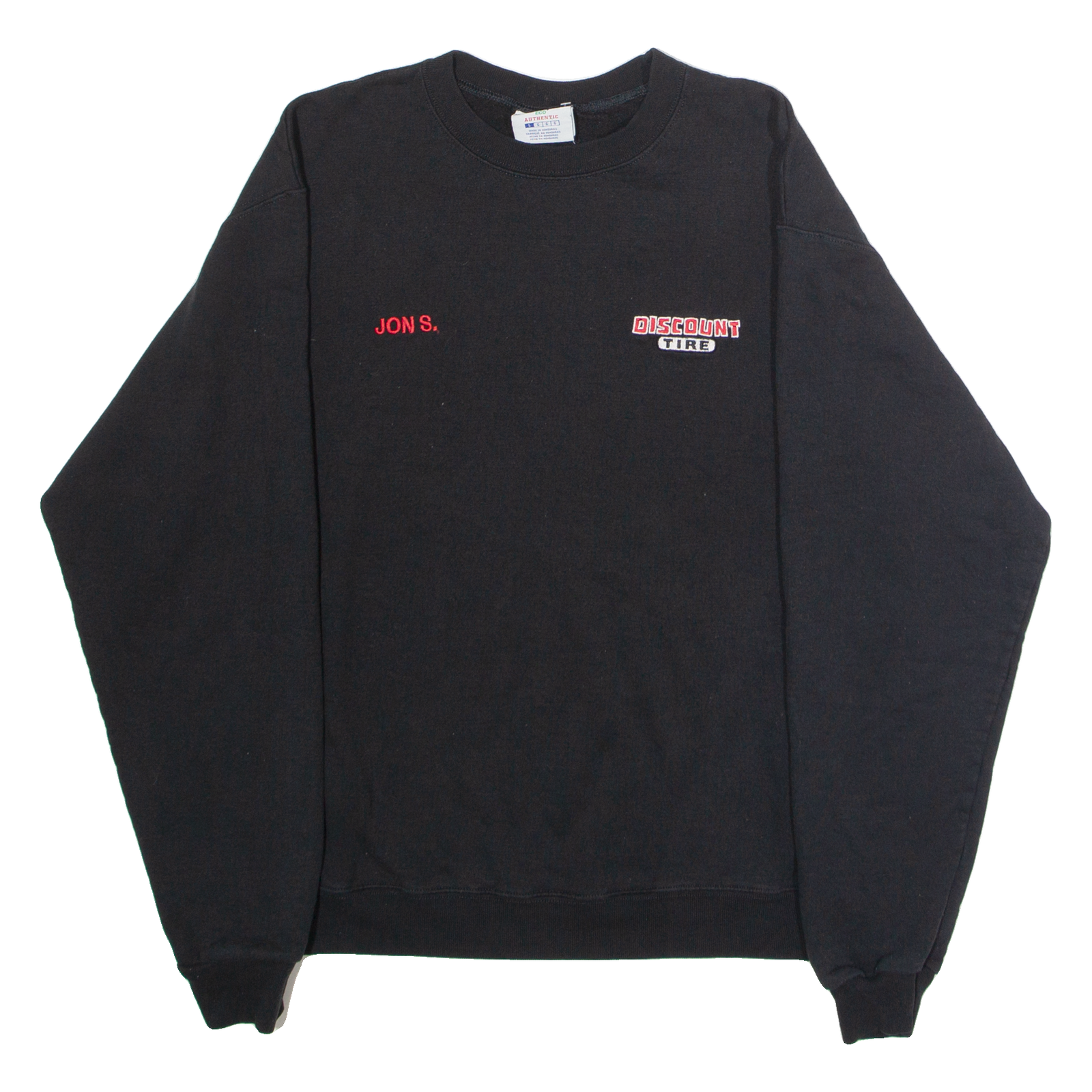 CHAMPION Discount Tire 'Jon S.' Mens Sweatshirt Black Crew Neck USA L Refurbished - N/A refurbished available on Cerqular
