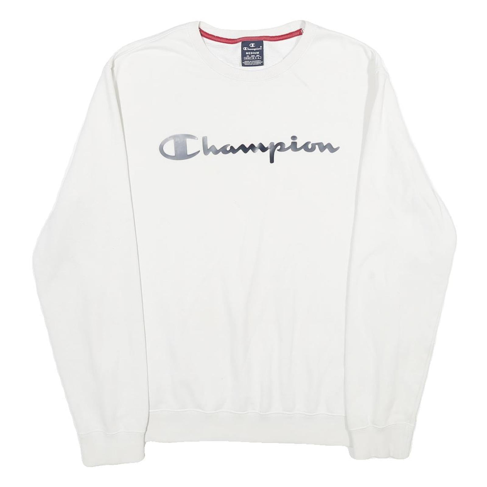 Buy CHAMPION Mens White Crew Neck M Cotton Blend Sweatshirt Pullover Logo Refurbished - $29.89 CHAMPION Mens White Crew Neck M Cotton Blend Sweatshirt Pullover Logo Refurbished - N/A refurbished available on Cerqular