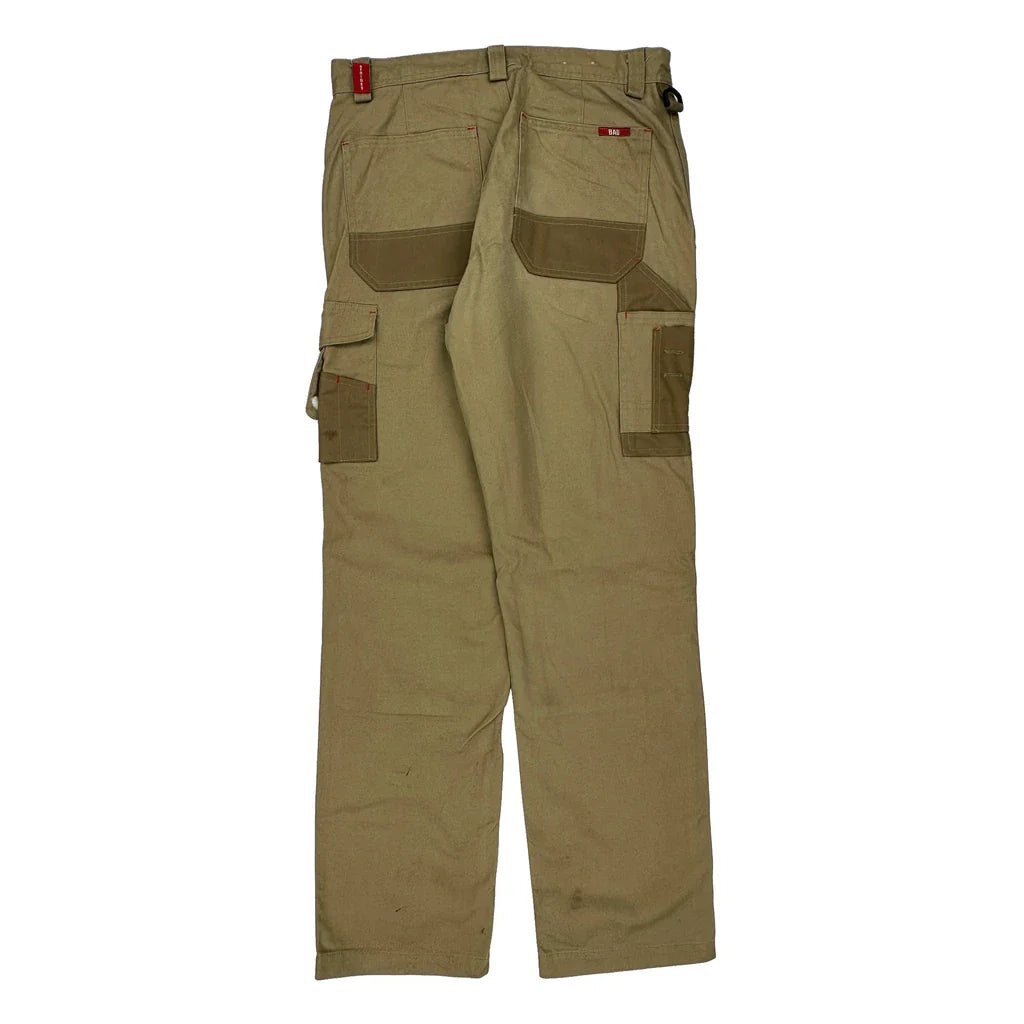Unbranded Double Knee Cargo Trousers - 33W 32L Khaki Cotton Refurbished - Thrifted (note: this is a term often used to describe second- refurbished available on Cerqular