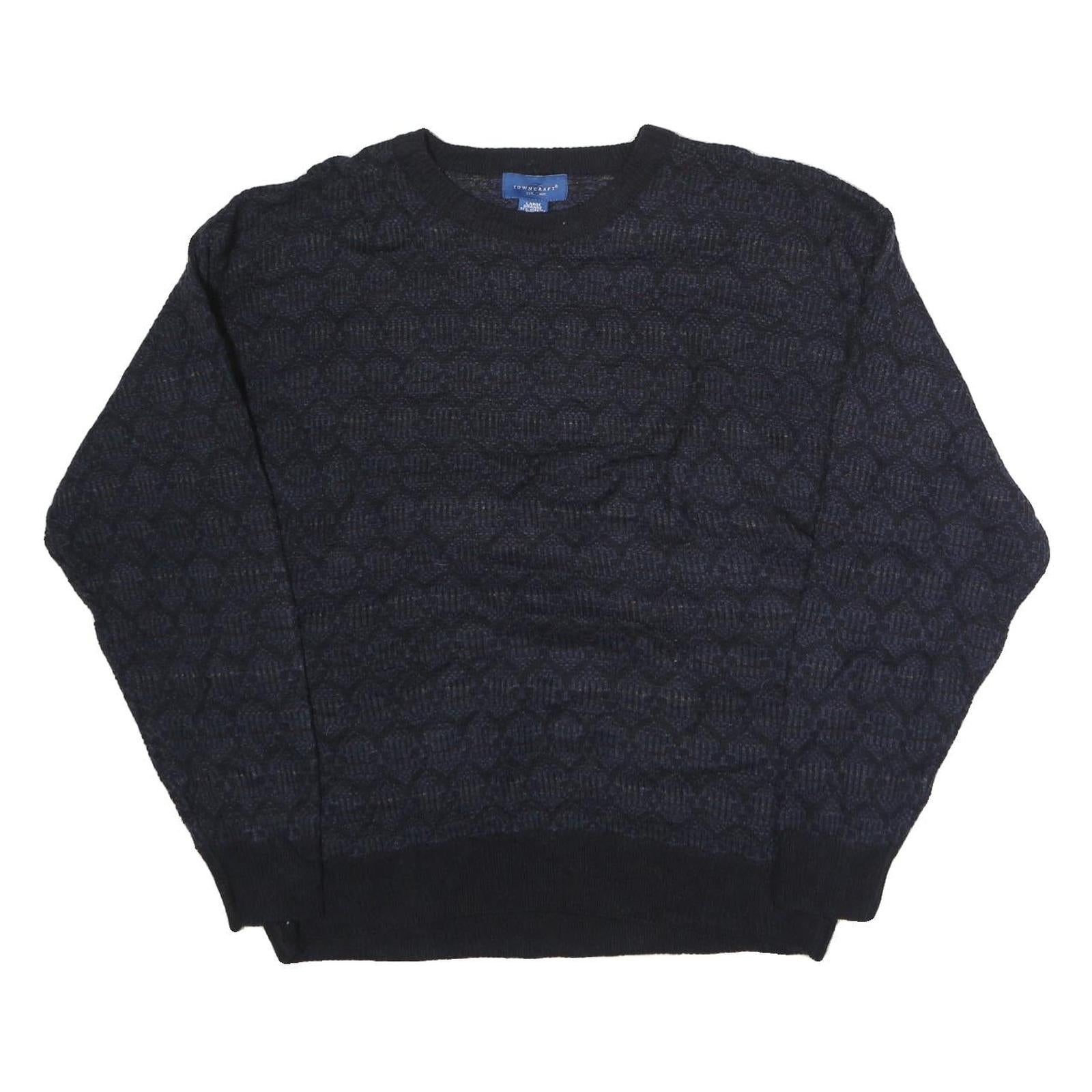 Buy TOWN CRAFT Mens Navy & Black Patterned Wool Jumper Crew Neck Chunky Knit L Refurbished - $32.49 TOWN CRAFT Mens Navy & Black Patterned Wool Jumper Crew Neck Chunky Knit L Refurbished - N/A refurbished available on Cerqular