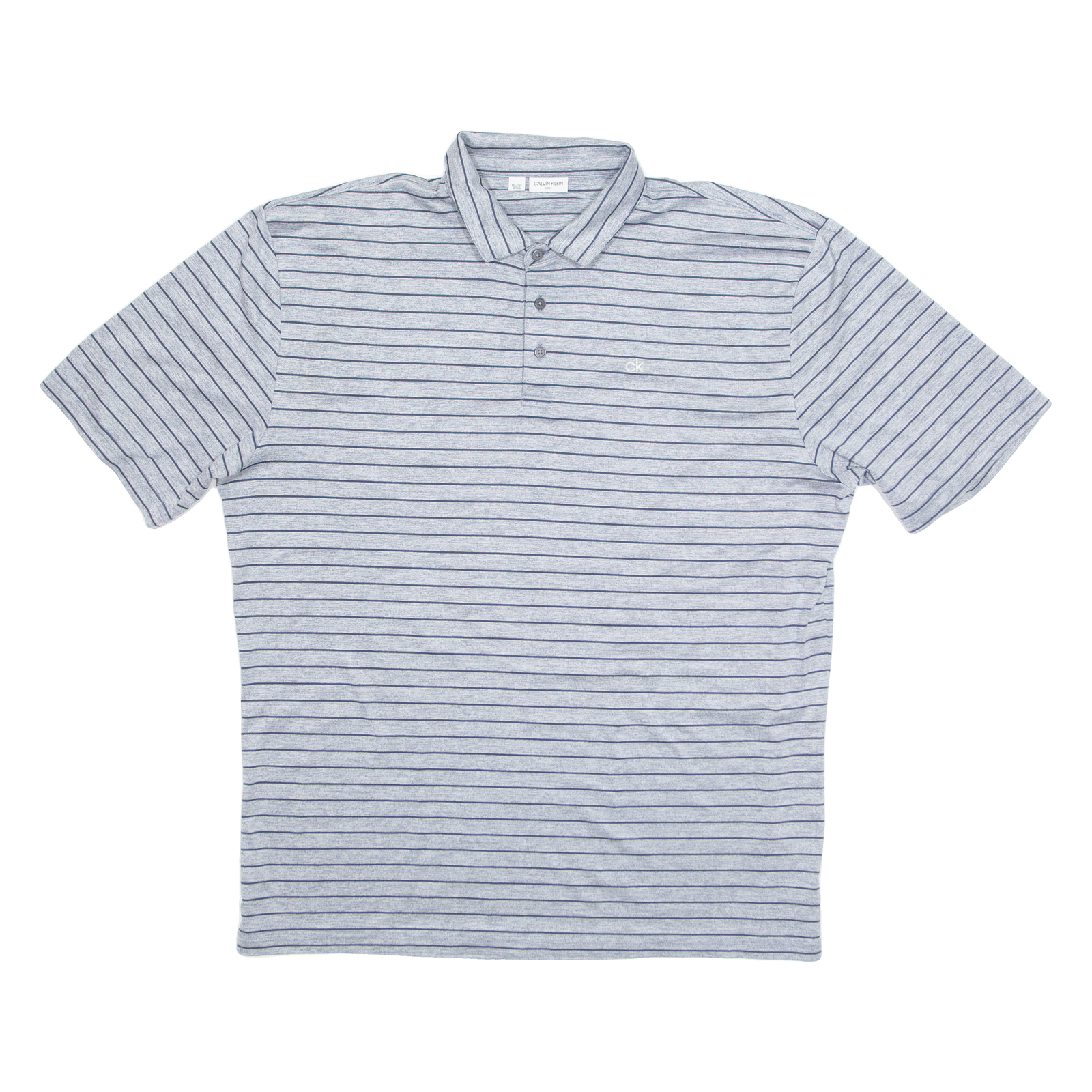 CALVIN KLEIN GOLF Mens Polo Shirt Grey Striped 2XL Refurbished - N/A refurbished available on Cerqular