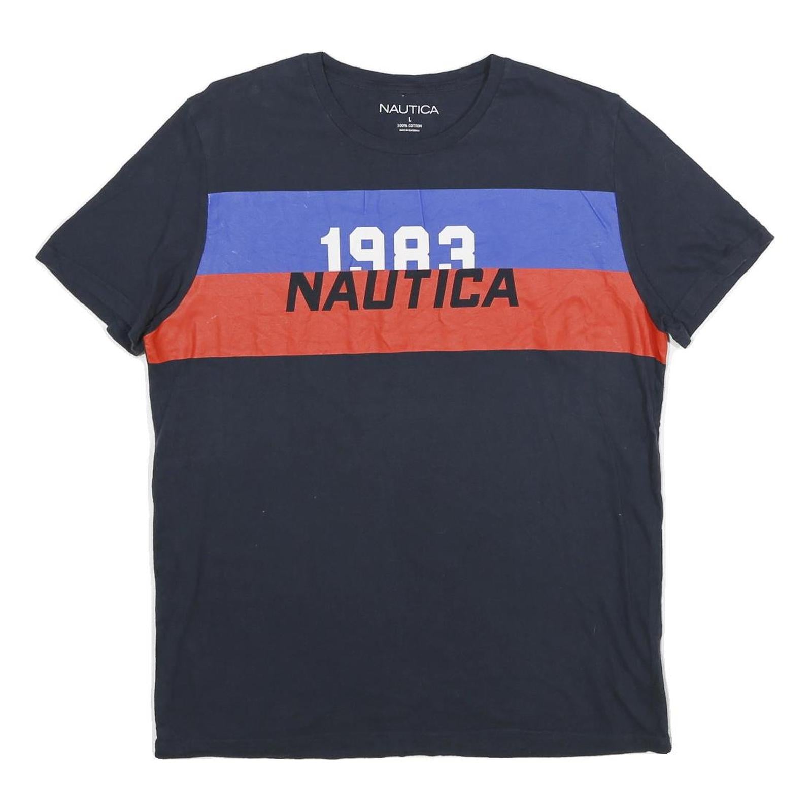 NAUTICA Mens Blue & Red Cotton Graphic T-Shirt L Short Sleeve Crew Neck Refurbished - N/A refurbished available on Cerqular