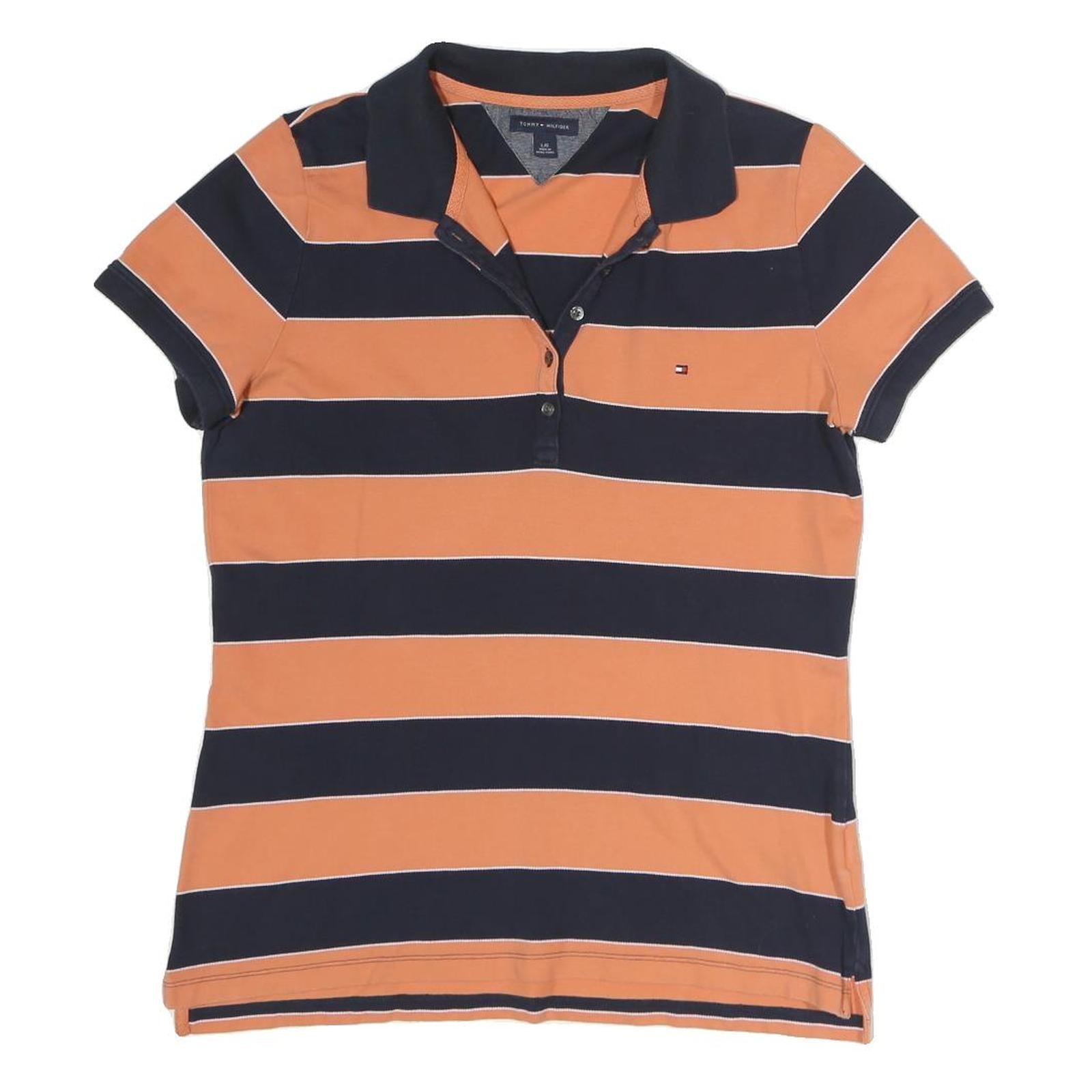 Buy TOMMY HILFIGER Mens Navy & Orange Stripe Short Sleeve Polo Shirt L Cotton Refurbished - $38.99 TOMMY HILFIGER Mens Navy & Orange Stripe Short Sleeve Polo Shirt L Cotton Refurbished - N/A refurbished available on Cerqular