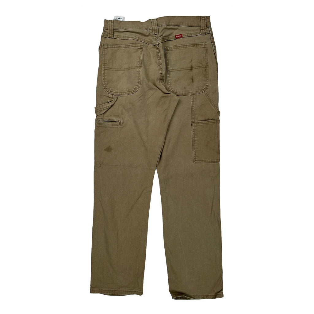 Wrangler Carpenter Trousers - 32W 32L Khaki Cotton Refurbished - Thrifted (note: this is a term often used to describe second- refurbished available on Cerqular