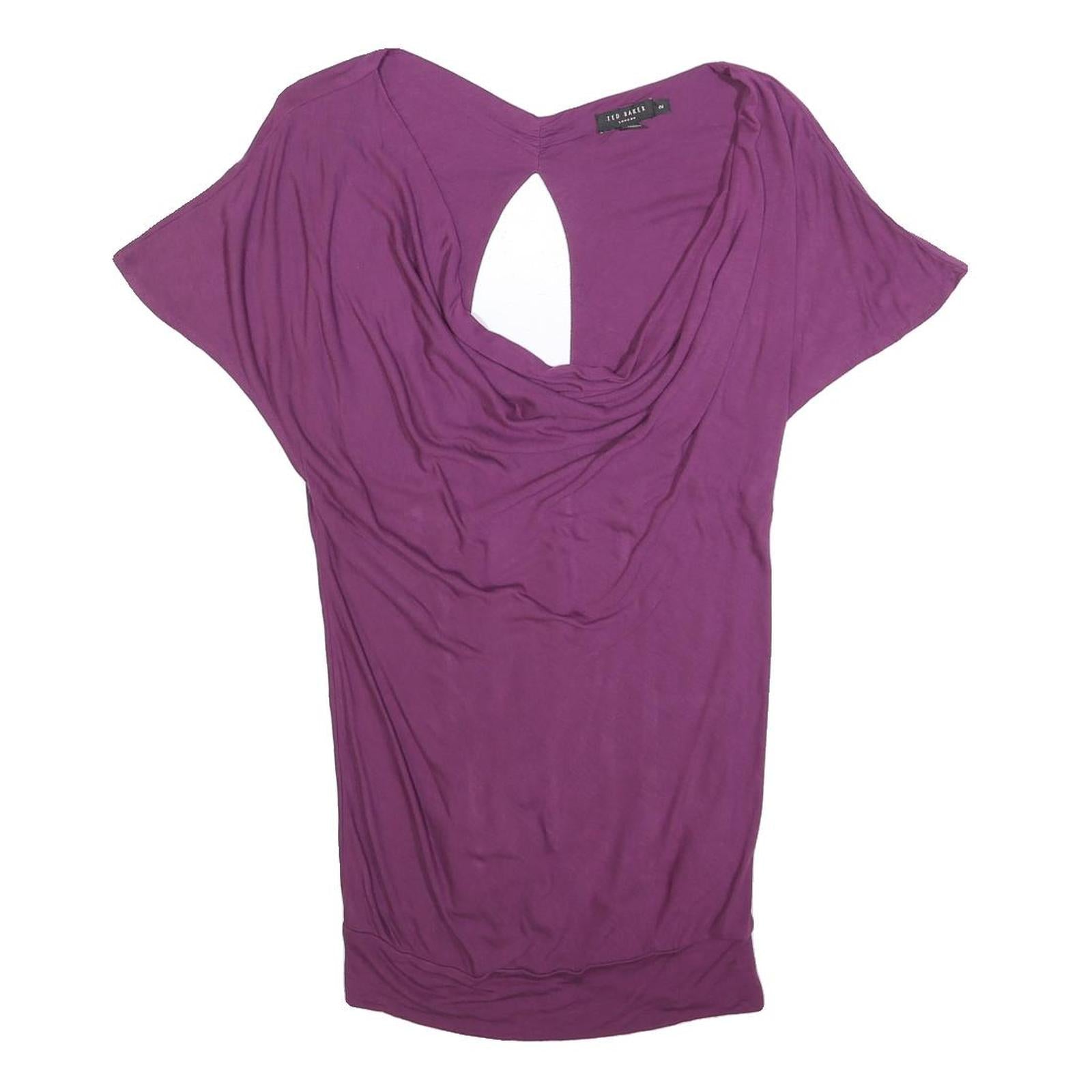 Buy TED BAKER Womens Purple Cotton Blend Cowl Neck Short Sleeve Top S Stylish Refurbished - $32.49 TED BAKER Womens Purple Cotton Blend Cowl Neck Short Sleeve Top S Stylish Refurbished - N/A refurbished available on Cerqular