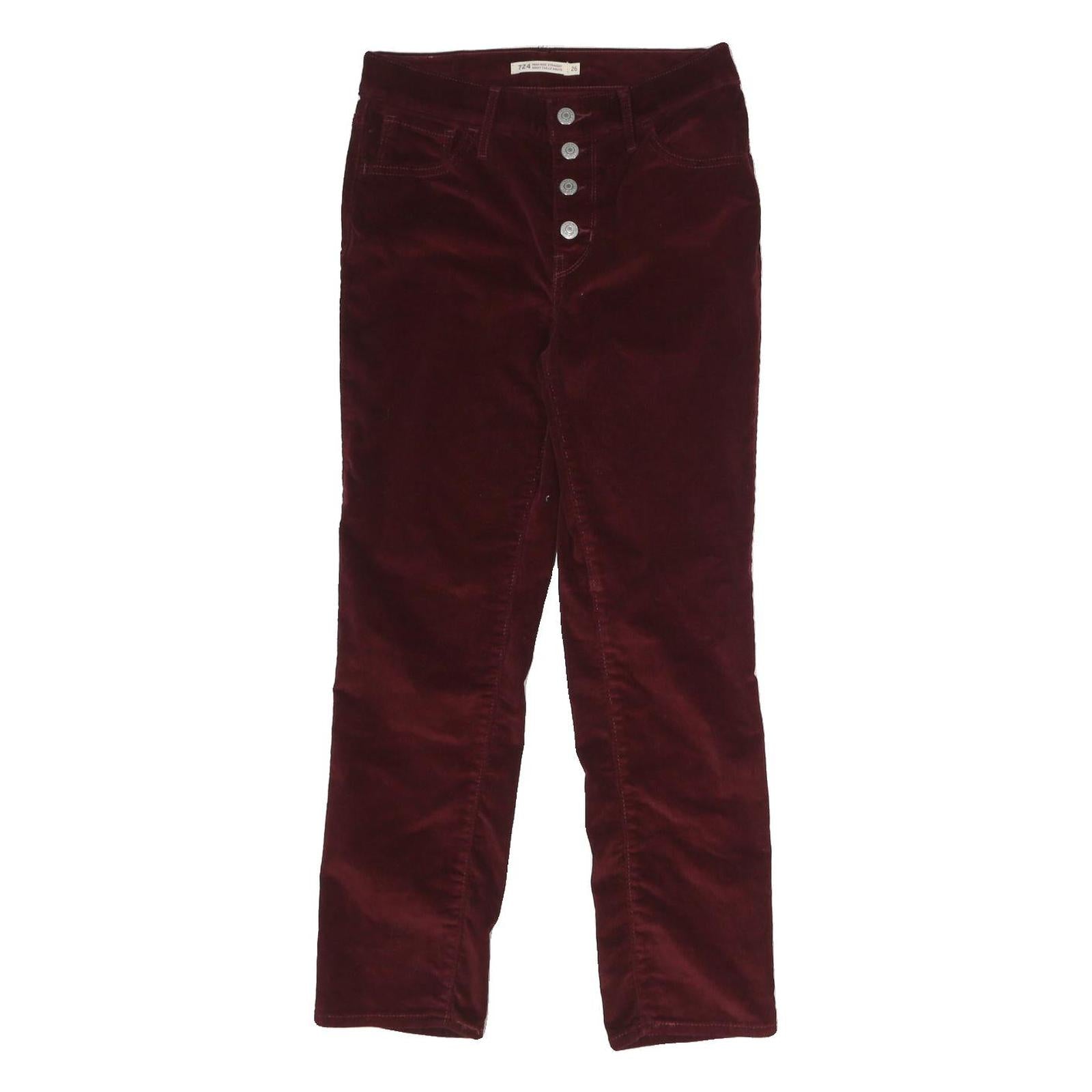 LEVI'S Womens Cotton Blend Red Slim Straight Trousers W26 L26 Button Closure Refurbished - N/A refurbished available on Cerqular