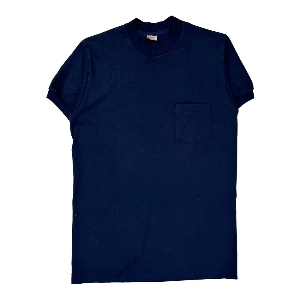 Blank Unbranded Single Stitch T-Shirt - XL Navy Cotton Blend Refurbished - Thrifted (note: this is a term often used to describe second- refurbished available on Cerqular