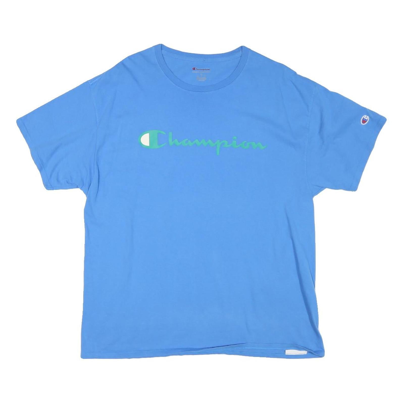 CHAMPION Mens Blue XL Short Sleeve Crew Neck Cotton Blend T-Shirt Logo Print Refurbished - N/A refurbished available on Cerqular