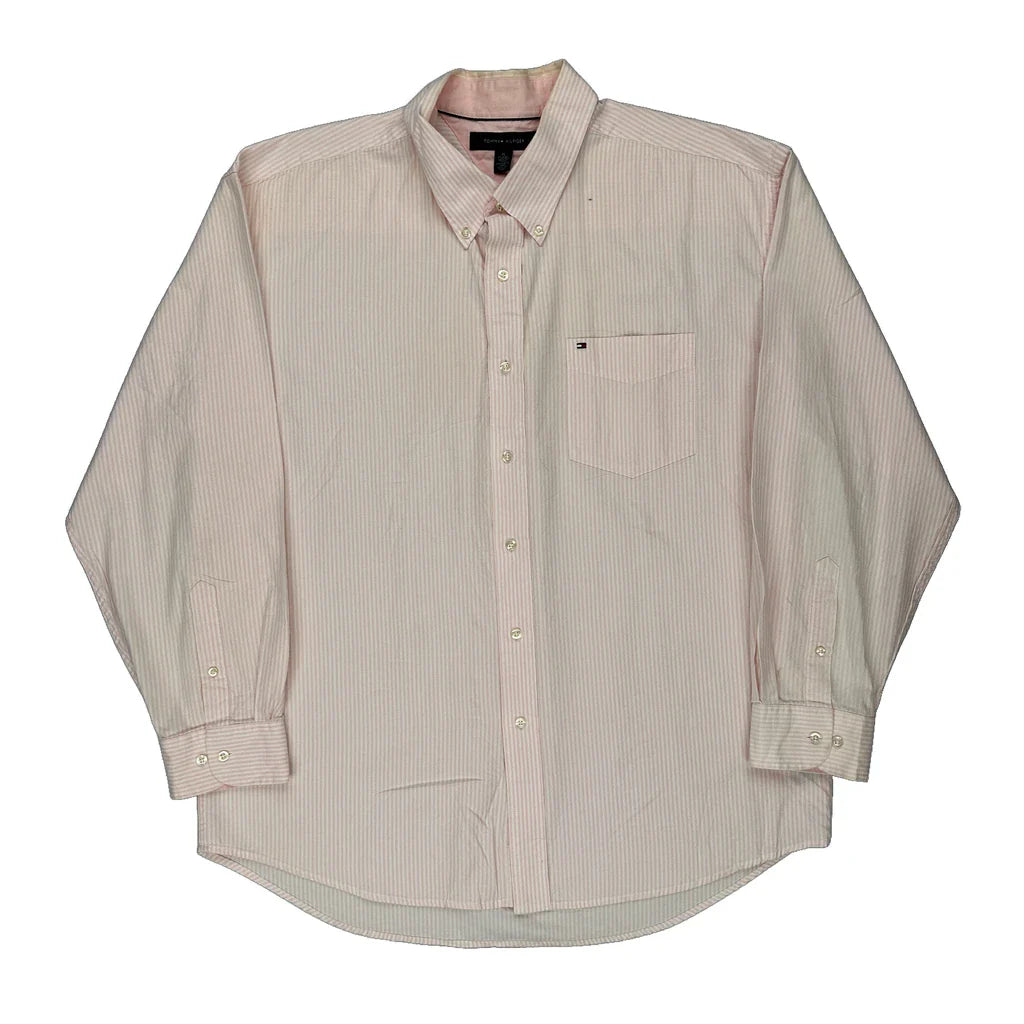 Tommy Hilfiger Striped Shirt - XL Pink Cotton Refurbished - Thrifted (note: this is a term often used to describe second- refurbished available on Cerqular