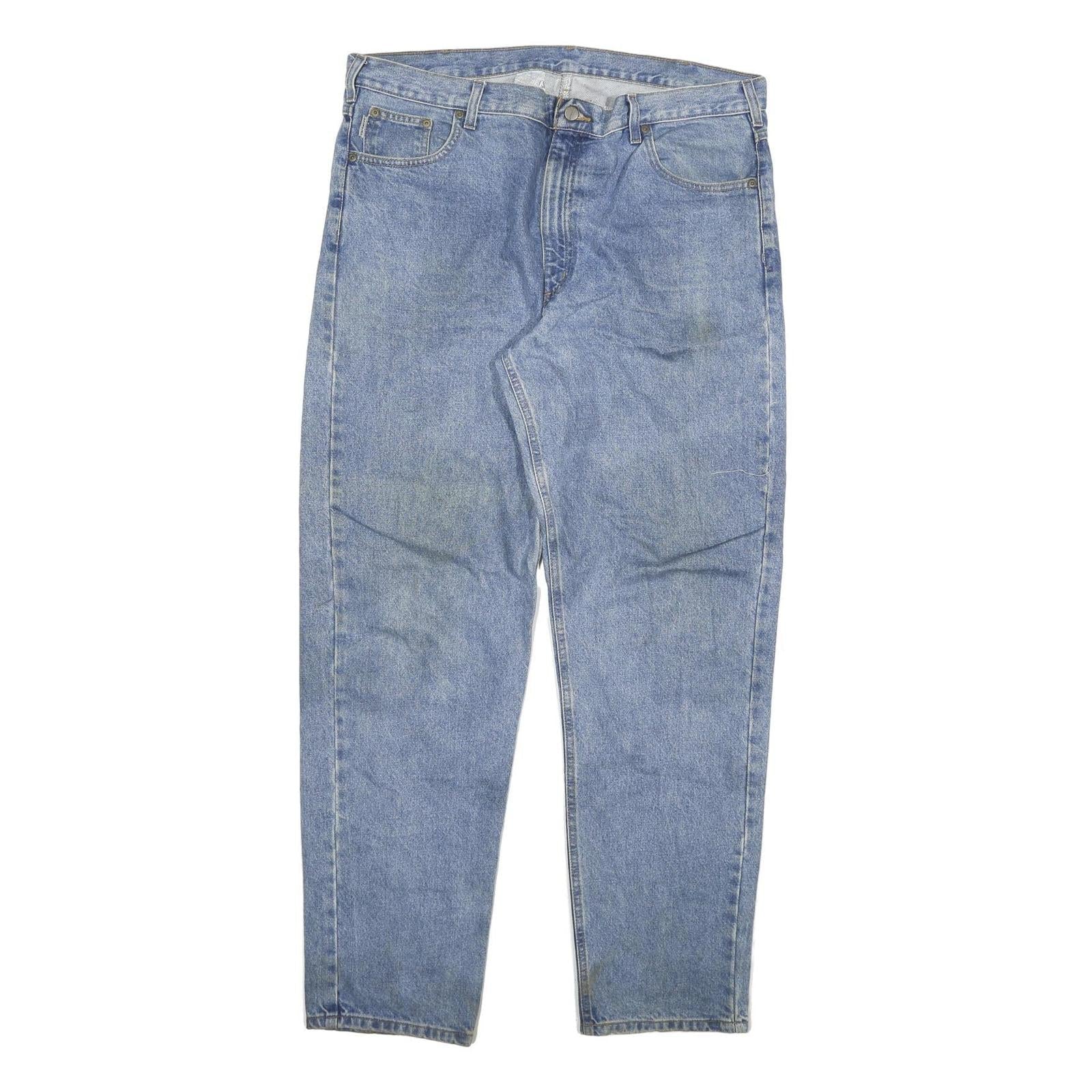 CARHARTT Mens Relaxed Blue Denim Light W40 L34 Zip Jeans Casual Workwear Refurbished - N/A refurbished available on Cerqular