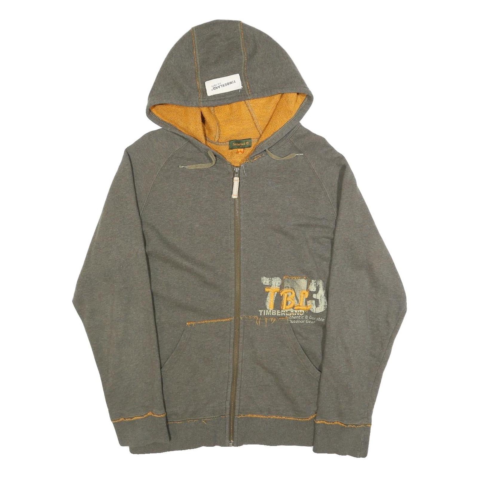 TIMBERLAND Womens Grey & Yellow Full Zip Hoodie M Cotton Blend Casual Sweatshirt Refurbished - N/A refurbished available on Cerqular