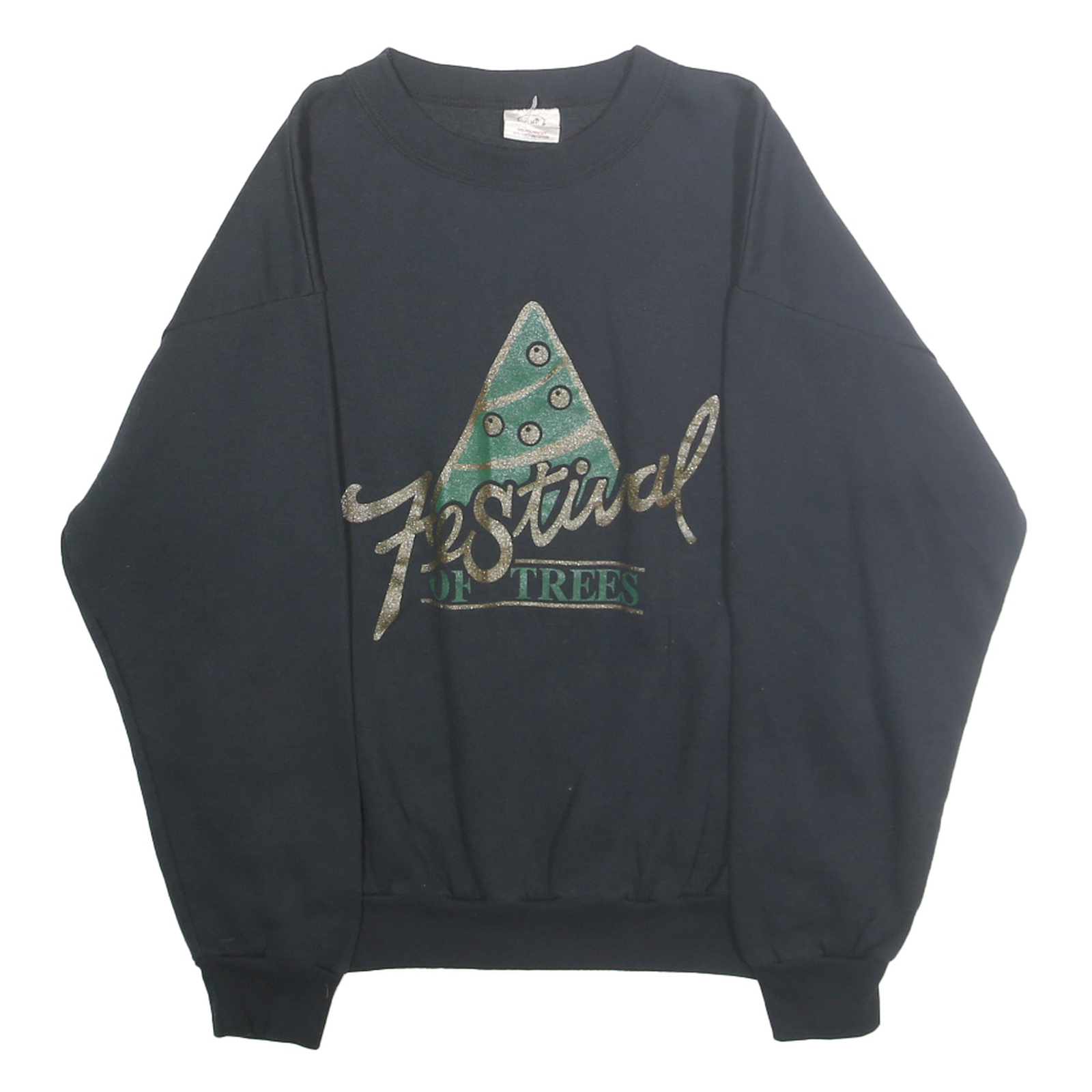CLUB Mens Black Festival Of Trees Crew Neck M Cotton Blend Sweatshirt Refurbished - N/A refurbished available on Cerqular
