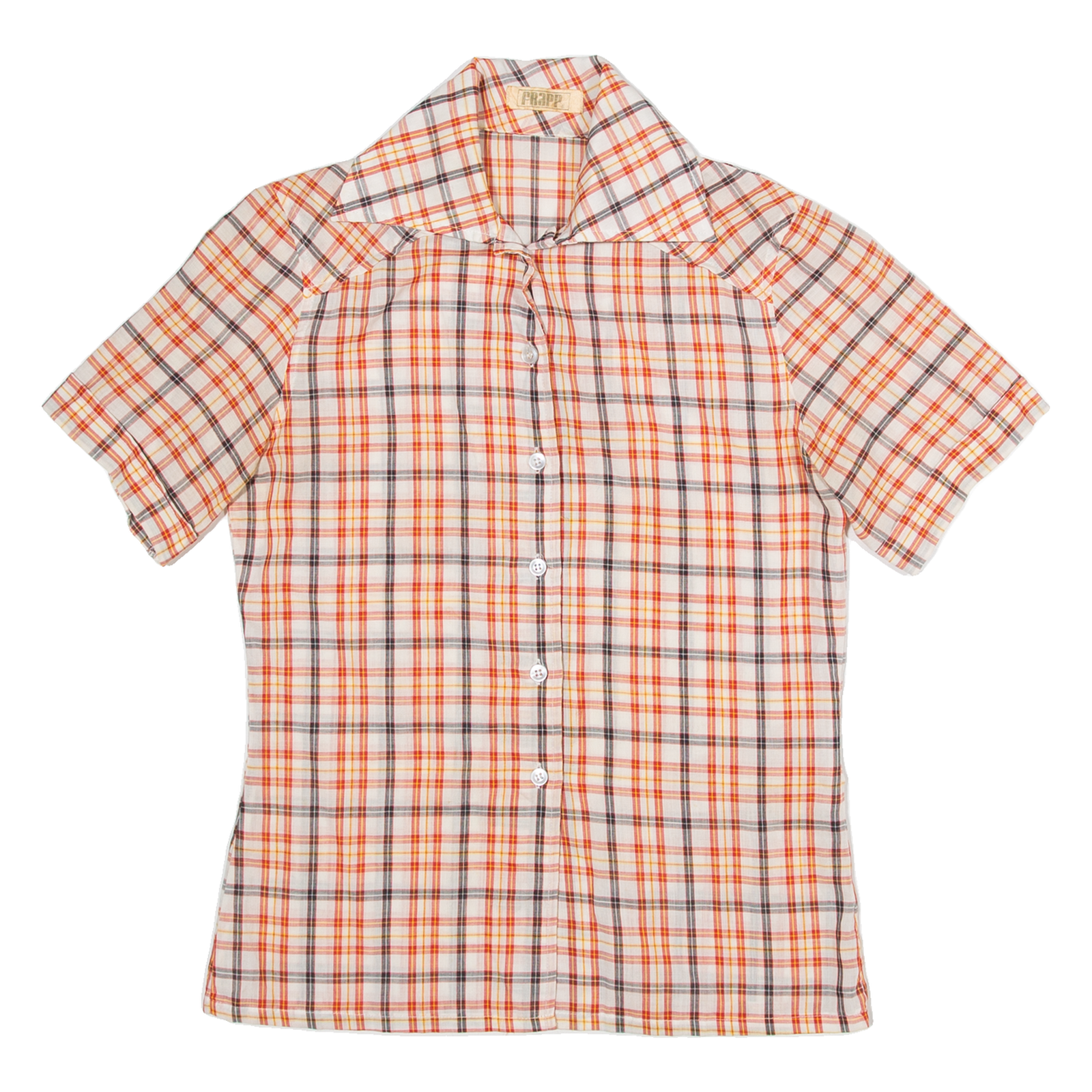 FRAPPE Mens Shirt Orange Check XS Refurbished - N/A refurbished available on Cerqular