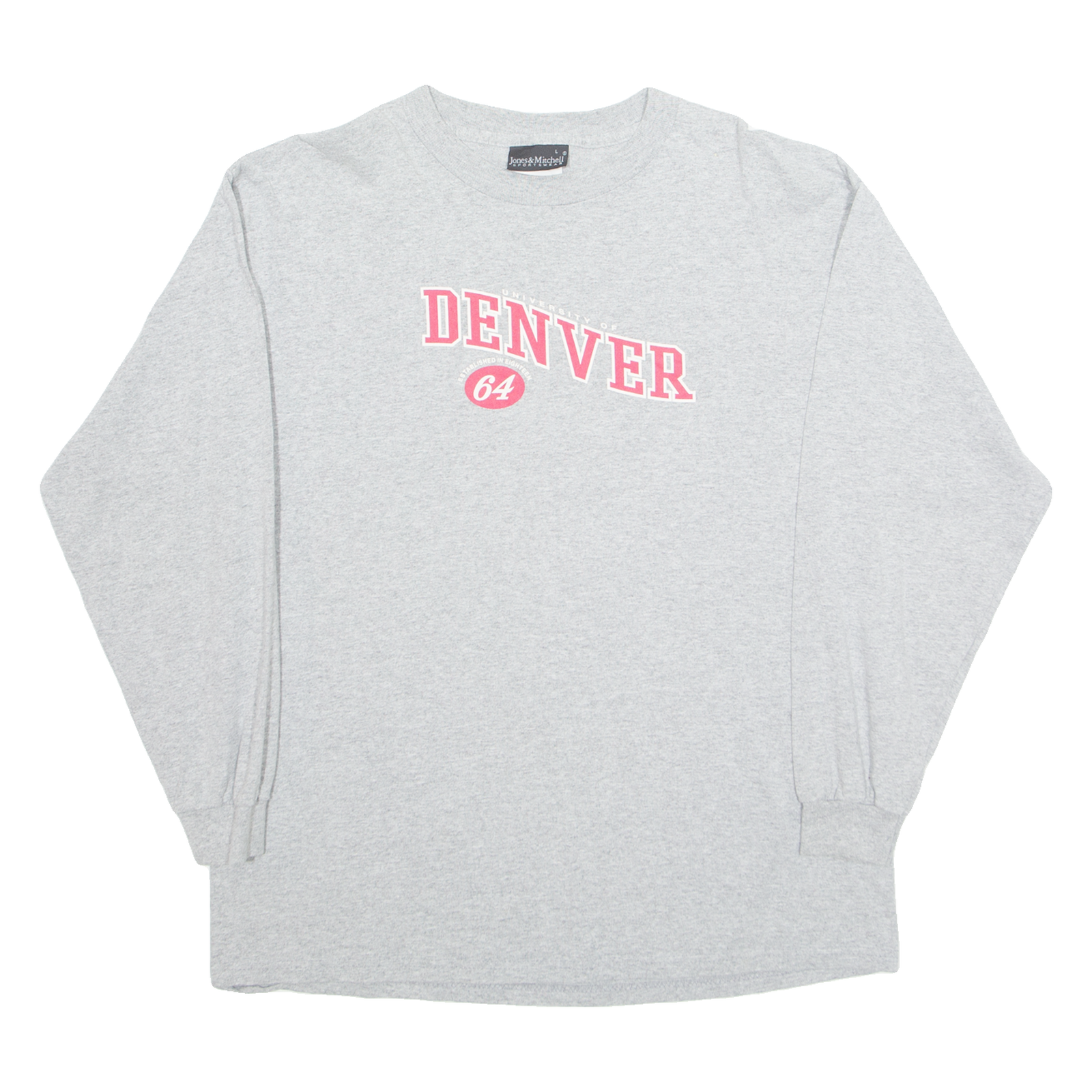 JONES AND MITCHELL Denver Mens T-Shirt Grey Long Sleeve USA L Refurbished - N/A refurbished available on Cerqular