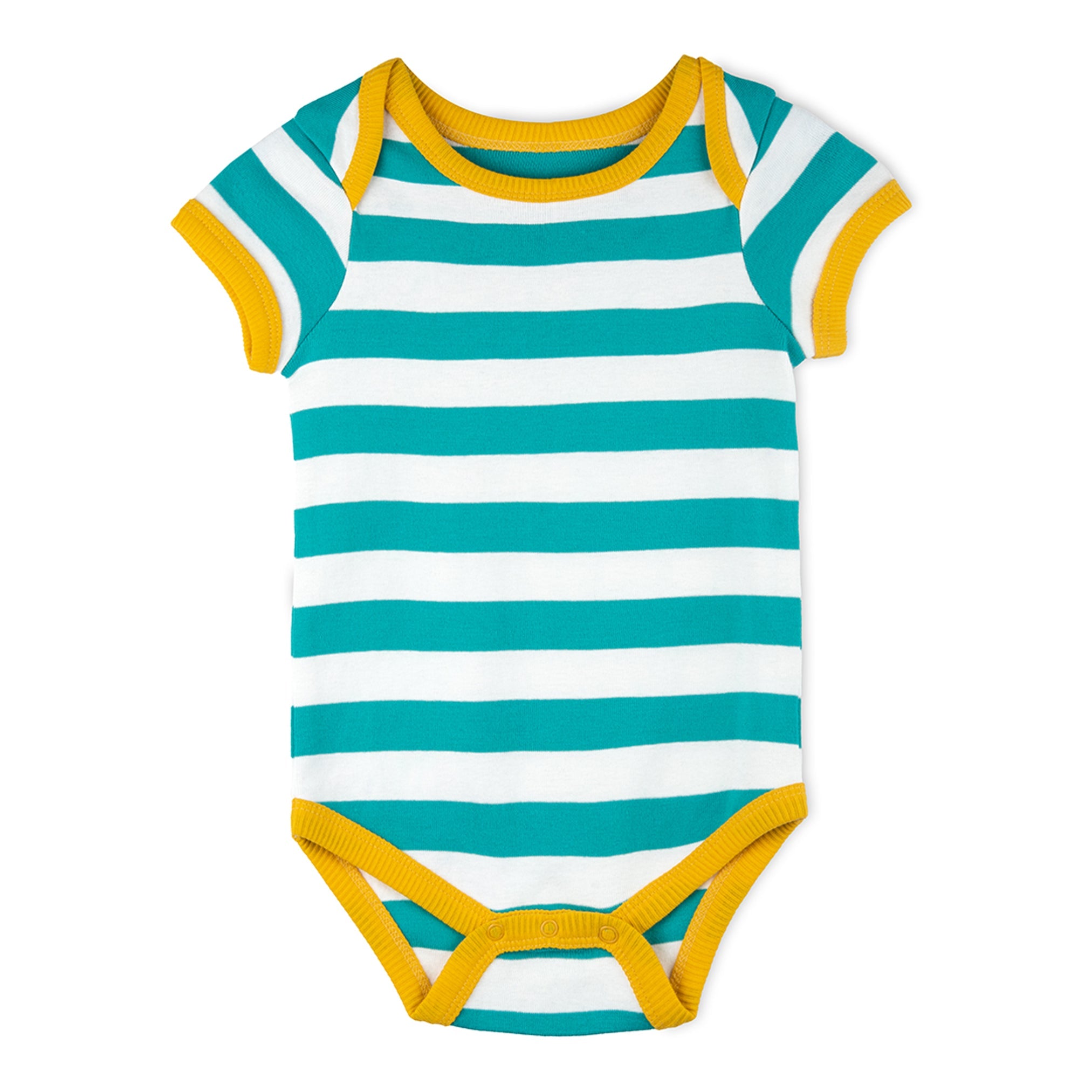 100% Organic Cotton Short Sleeve Baby Bodysuits | Color: Teal Stripe | Size: 9-12 Months Refurbished - N/A (Note: There is no well-known brand named "M refurbished available on Cerqular