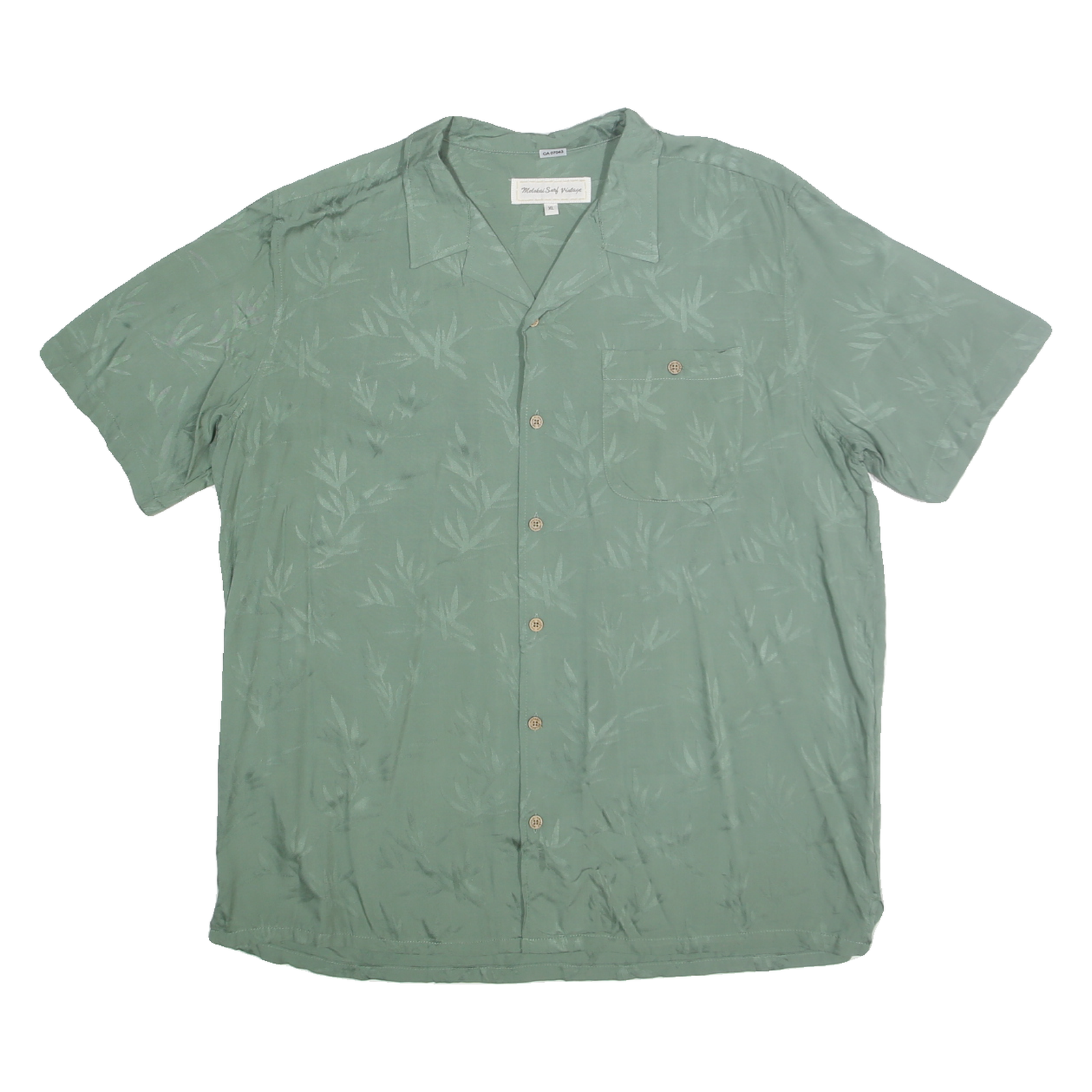 MOLOKAI SURF VINTAGE Mens Green Rayon Shirt XL Tropical Leaf Print Relaxed Fit Refurbished - N/A refurbished available on Cerqular