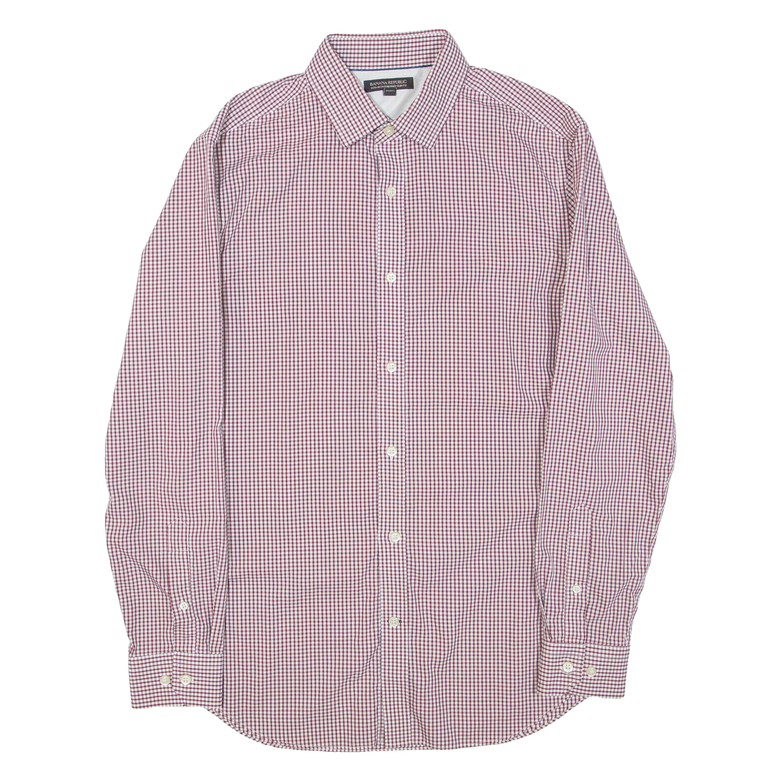 BANANA REPUBLIC Mens Shirt Maroon Gingham Long Sleeve M Refurbished - N/A refurbished available on Cerqular