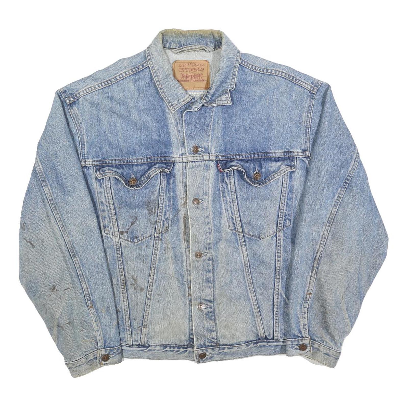 LEVI'S Mens Blue Cotton Denim Jacket L Button Closure Classic Style Refurbished - N/A refurbished available on Cerqular