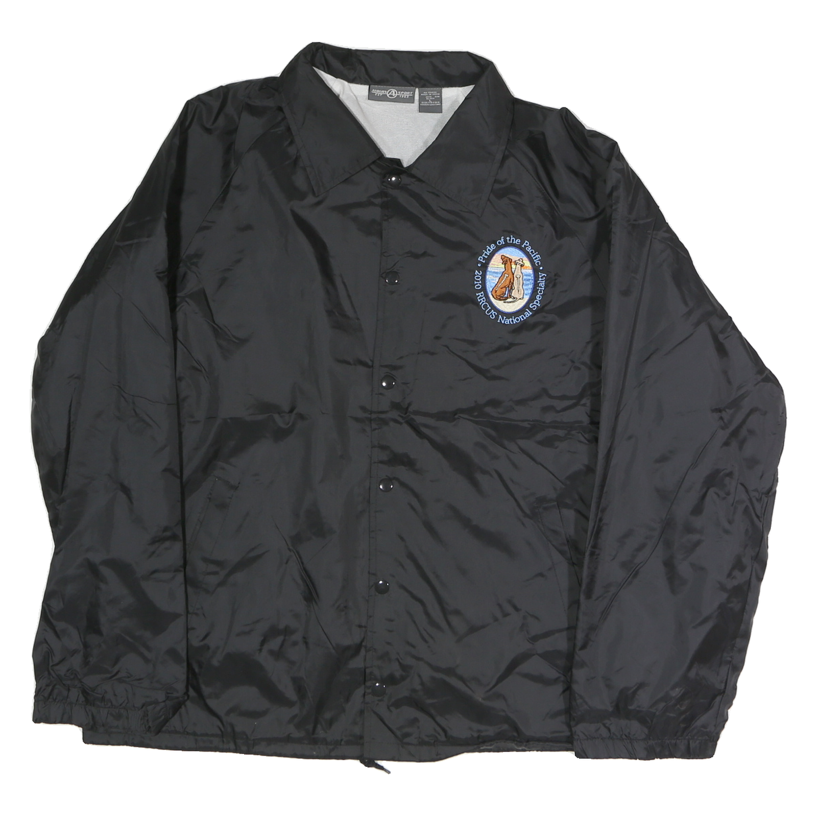 AUBURN Mens Black Button Jacket L Polyester Blend Plain Lightweight Coach Refurbished - N/A refurbished available on Cerqular
