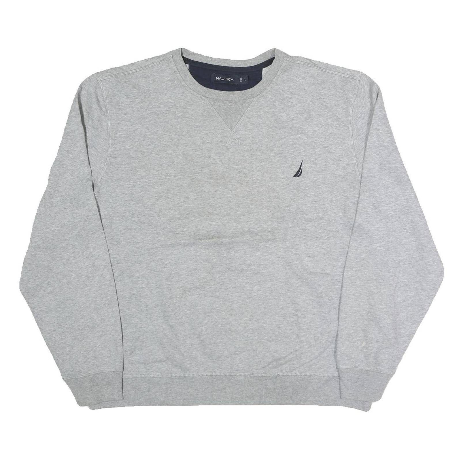 NAUTICA Mens Grey Crew Neck L Sweatshirt Cotton Blend Classic Logo Pullover Refurbished - N/A refurbished available on Cerqular