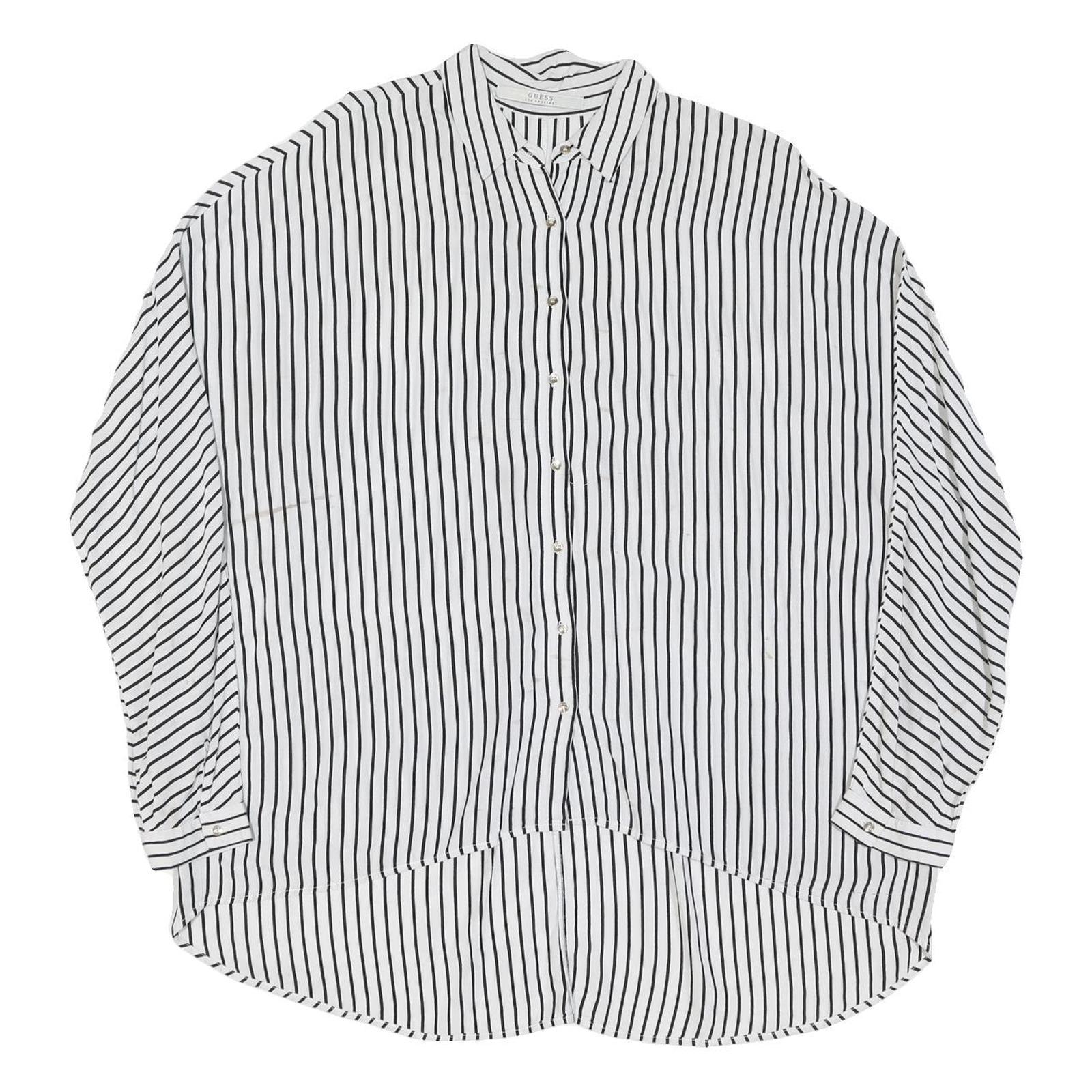 GUESS Womens White & Black Striped Oversized Shirt Long Sleeve Button XL Refurbished - N/A refurbished available on Cerqular