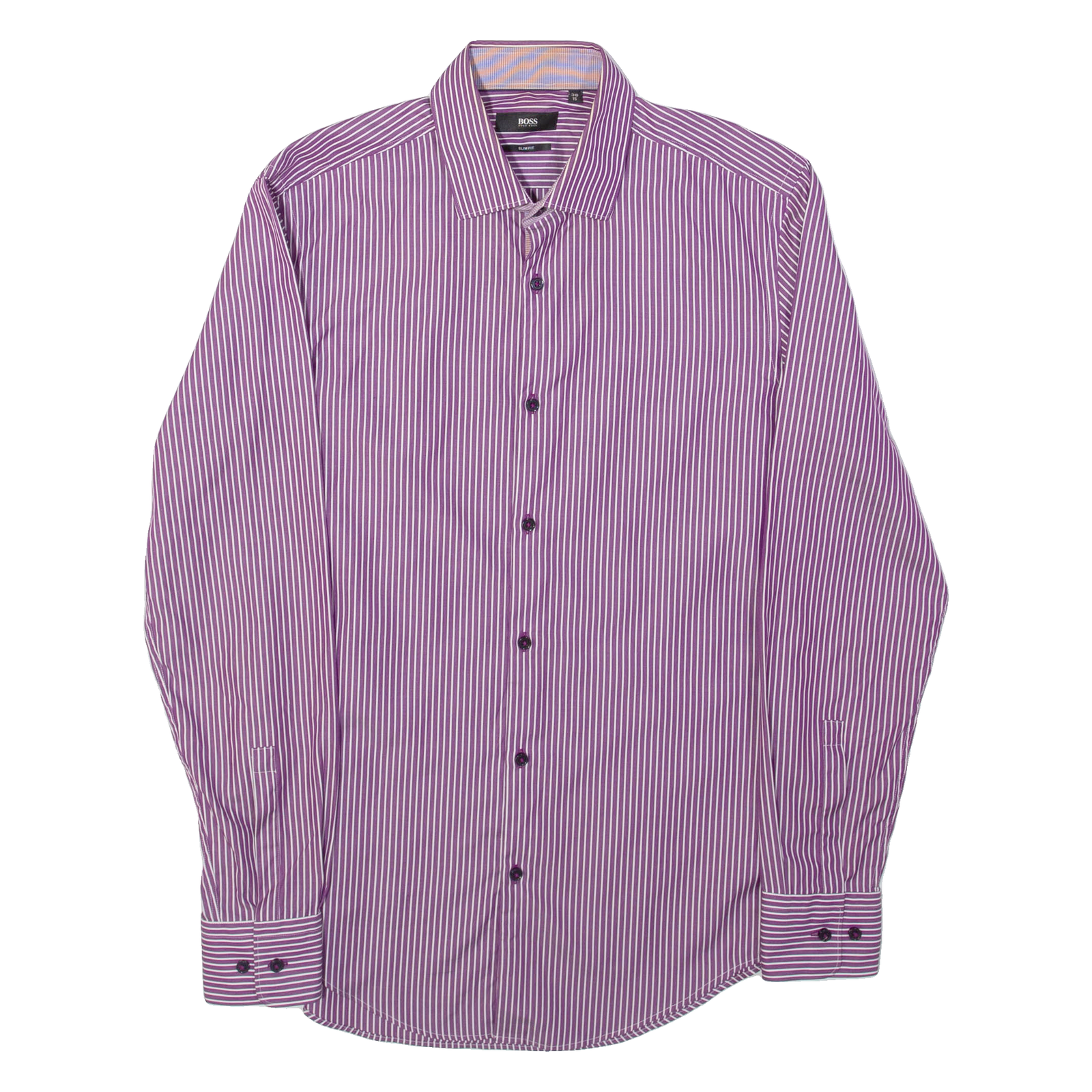HUGO BOSS Slim Fit Juri Mens Shirt Purple Striped Long Sleeve M Refurbished - N/A refurbished available on Cerqular