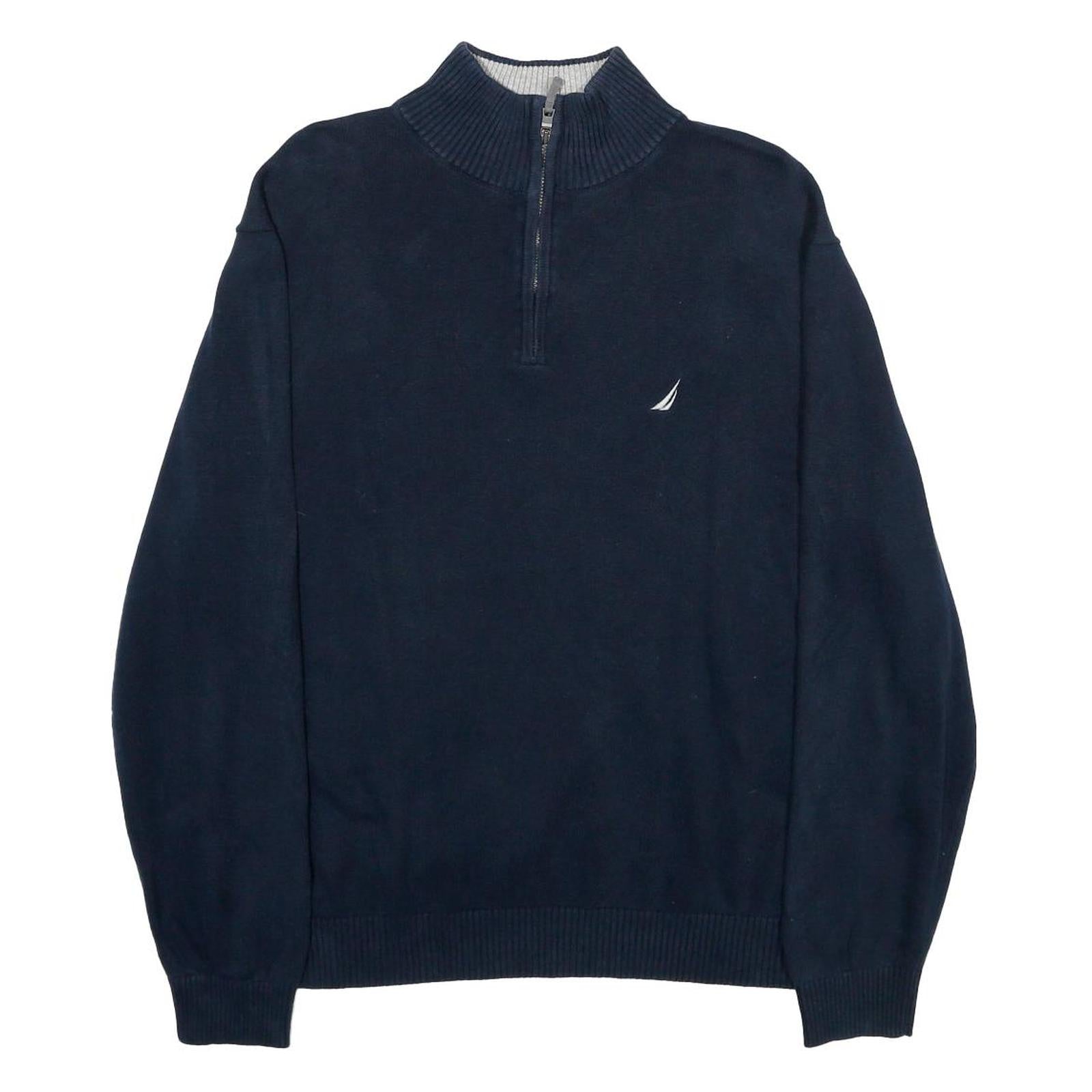 NAUTICA Mens Navy Blue Cotton Pullover Plain 1/4 Zip Jumper XL Casual Knitwear Refurbished - N/A refurbished available on Cerqular