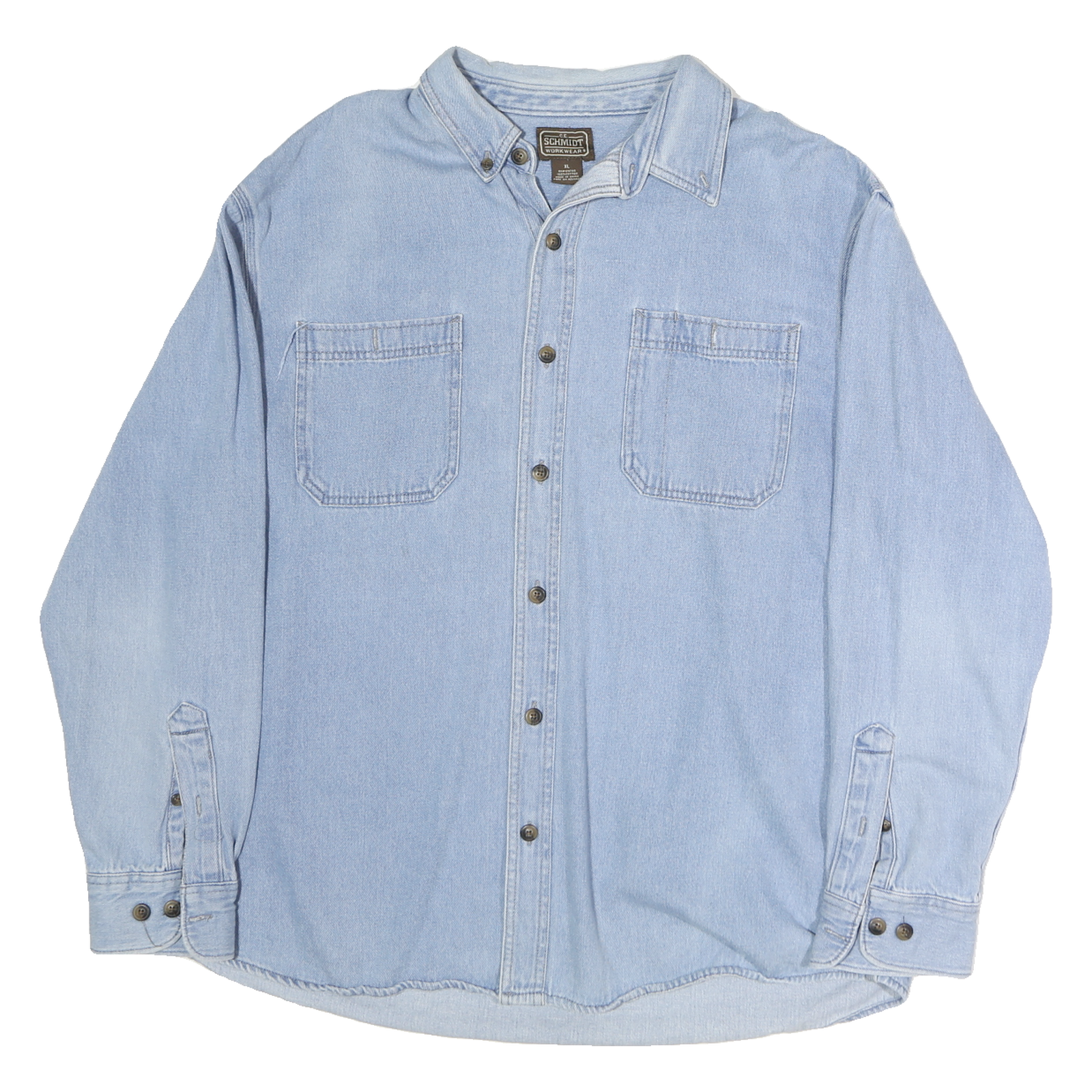 SCHMIDT Mens Blue Cotton Shirt XL Button Down Collar Casual Workwear Refurbished - N/A refurbished available on Cerqular