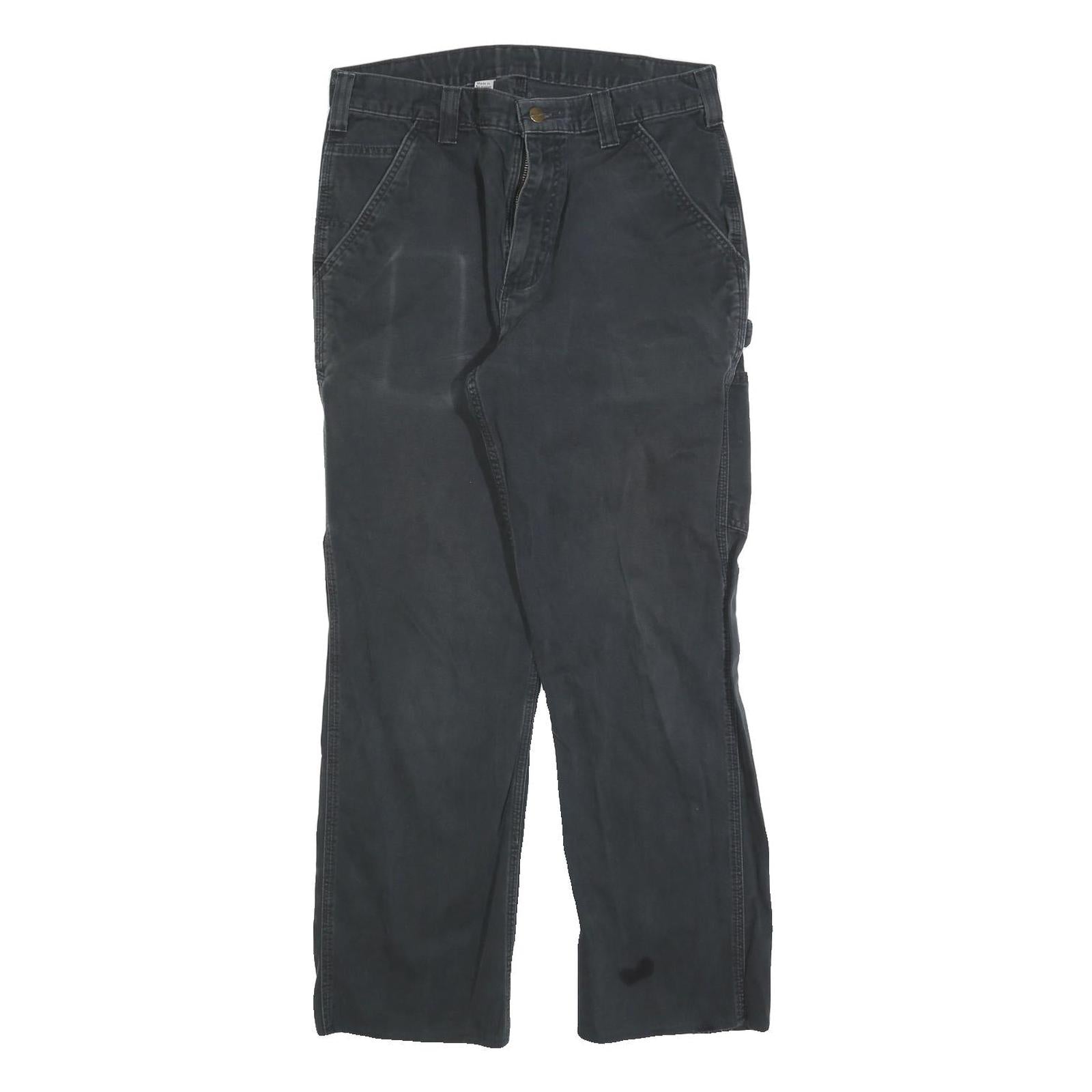CARHARTT Mens Cotton Blend Black Regular Fit Straight Leg Trousers W32 L29 Refurbished - N/A refurbished available on Cerqular