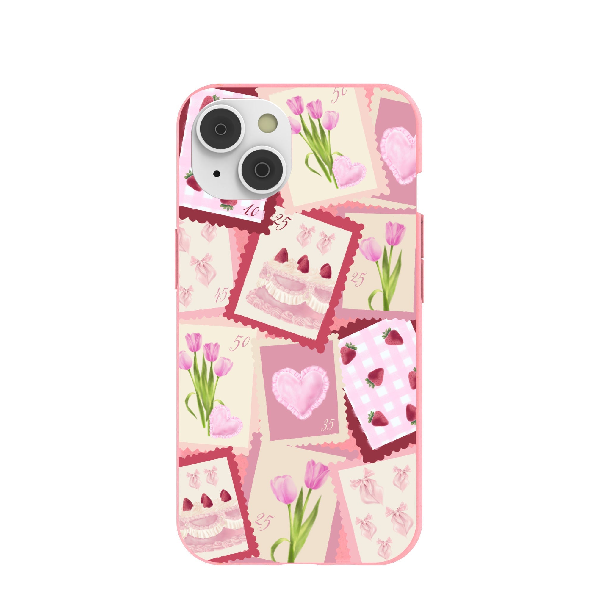 Bubblegum Pink Love Letters iPhone 14/16e Case Refurbished - Pela Case refurbished available on Cerqular