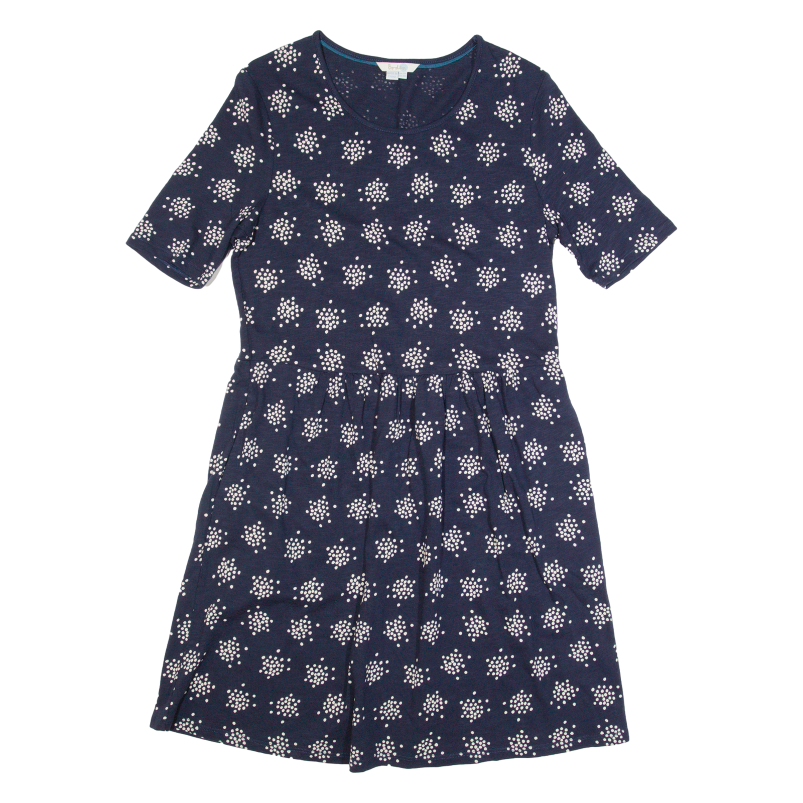 BODEN Womens Fit & Flare Dress Blue Spotted Short Sleeve Knee Length UK 12 Refurbished - N/A refurbished available on Cerqular