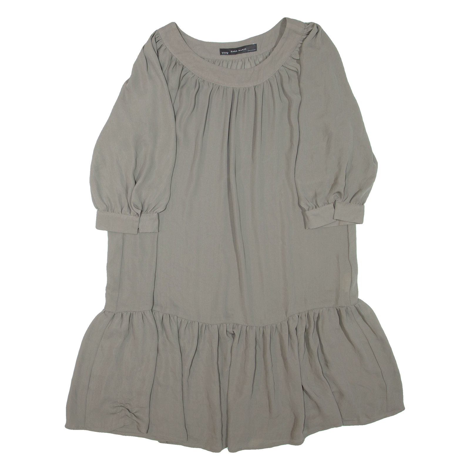 ZARA Womens Day Dress Brown Long Sleeve Knee Length M Refurbished - N/A refurbished available on Cerqular