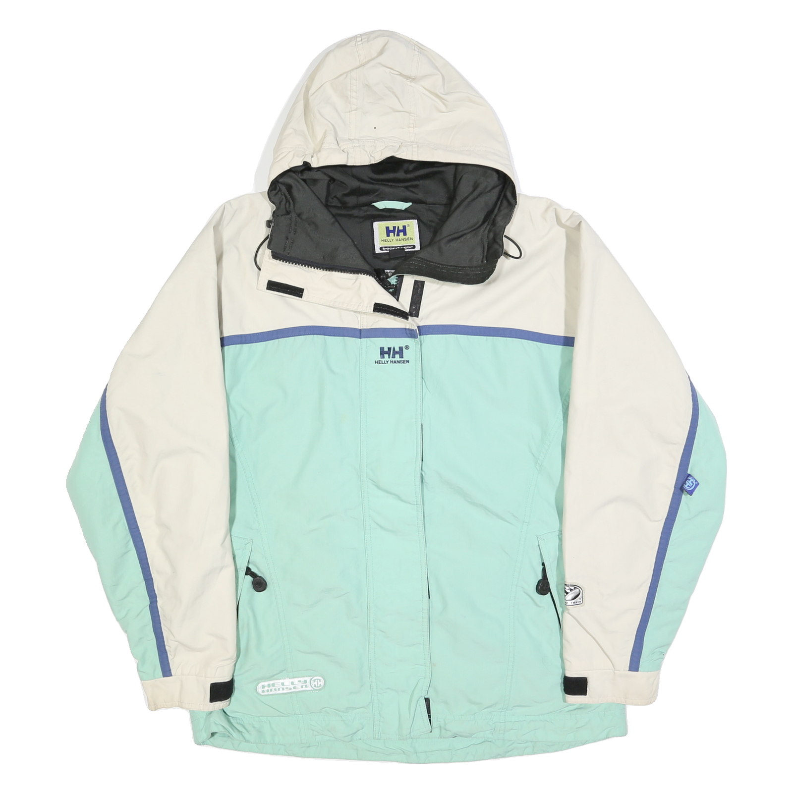 HELLY HANSEN Womens White & Mint Outdoor Jacket L Polyester Blend Zip Hooded Refurbished - N/A refurbished available on Cerqular