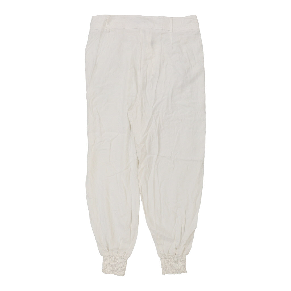 Piazza Italia Trousers - Large White Cotton Refurbished - Thrifted (note: this is a term often used to describe second- refurbished available on Cerqular