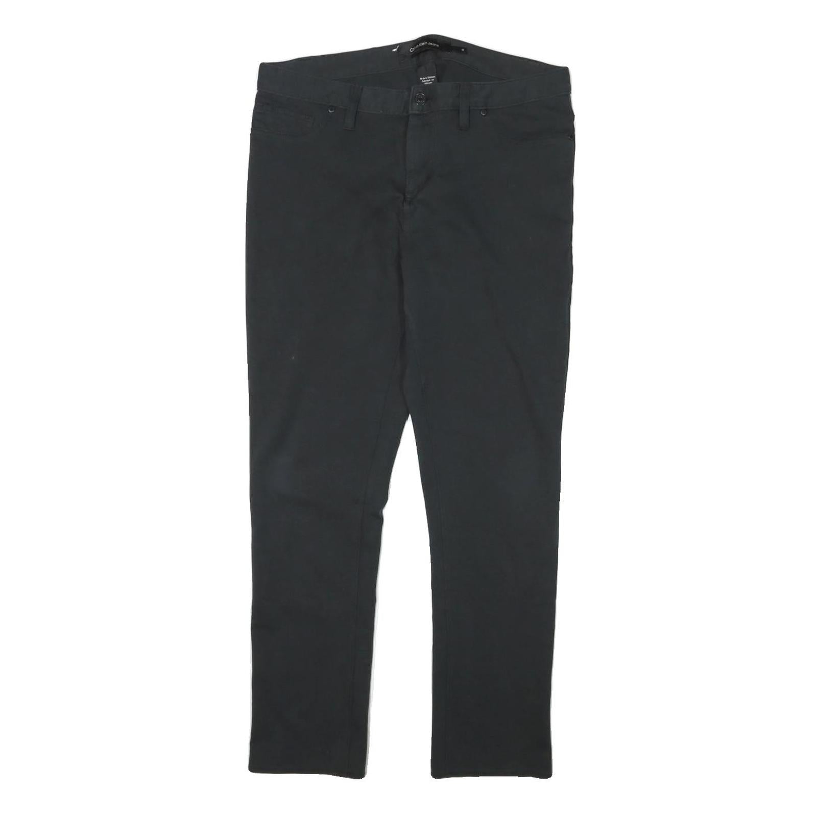 CALVIN KLEIN Womens Slim Black Cotton Blend Trousers W32 L28 Zip Casual Wear Refurbished - N/A refurbished available on Cerqular