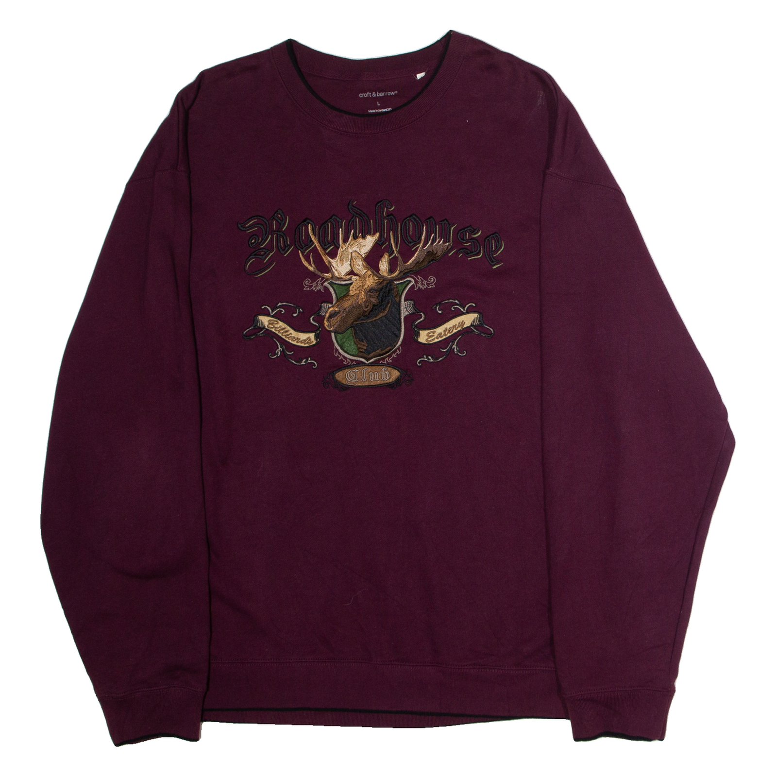 CROFT & BARROW Roadhouse Club Hunting Embroidery Mens Sweatshirt Maroon L Refurbished - N/A refurbished available on Cerqular