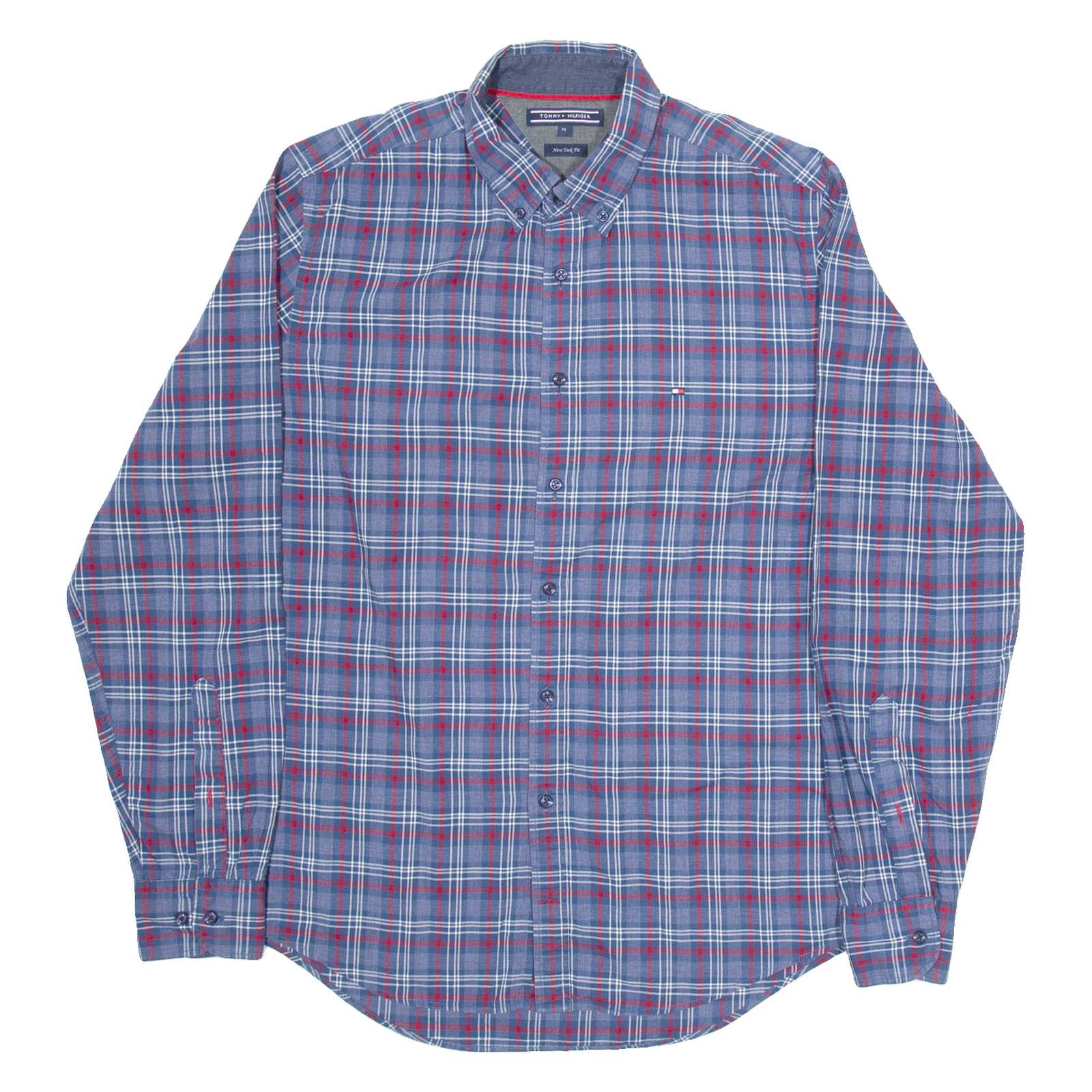 TOMMY HILFIGER Mens Shirt Blue Check Long Sleeve M Refurbished - N/A refurbished available on Cerqular