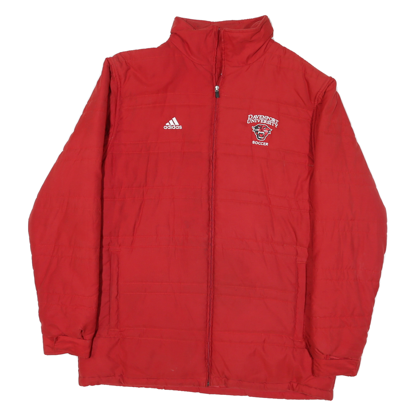 ADIDAS Mens Red Davenport University Soccer Zip Jacket L Polyester Blend Plain Refurbished - N/A refurbished available on Cerqular