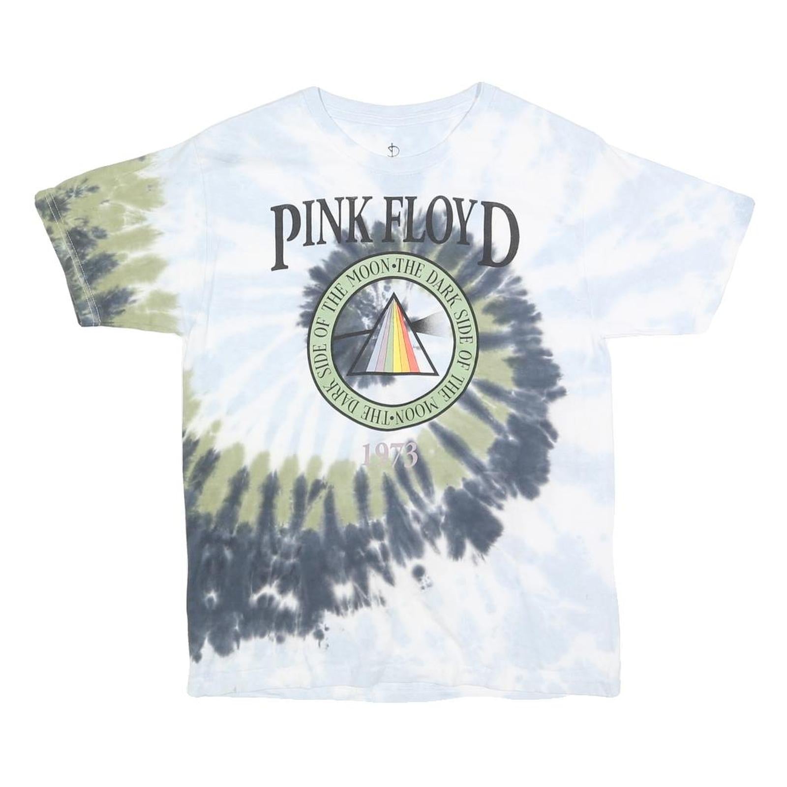 PINK FLOYD Womens Blue & Green Tie Dye Graphic T-Shirt M Short Sleeve Crew Neck Refurbished - N/A refurbished available on Cerqular