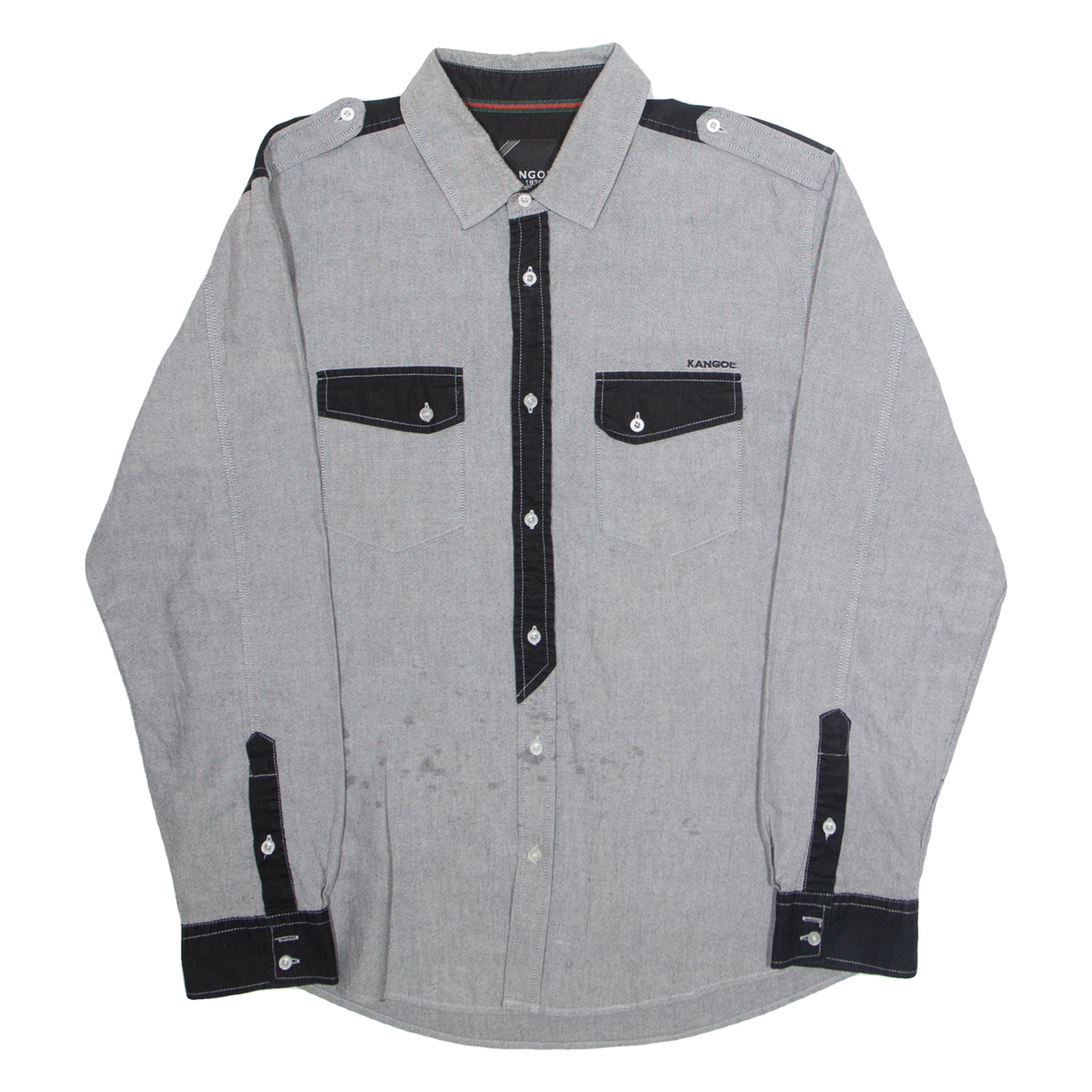 KANGOL Mens Plain Shirt Grey Long Sleeve L Refurbished - N/A refurbished available on Cerqular