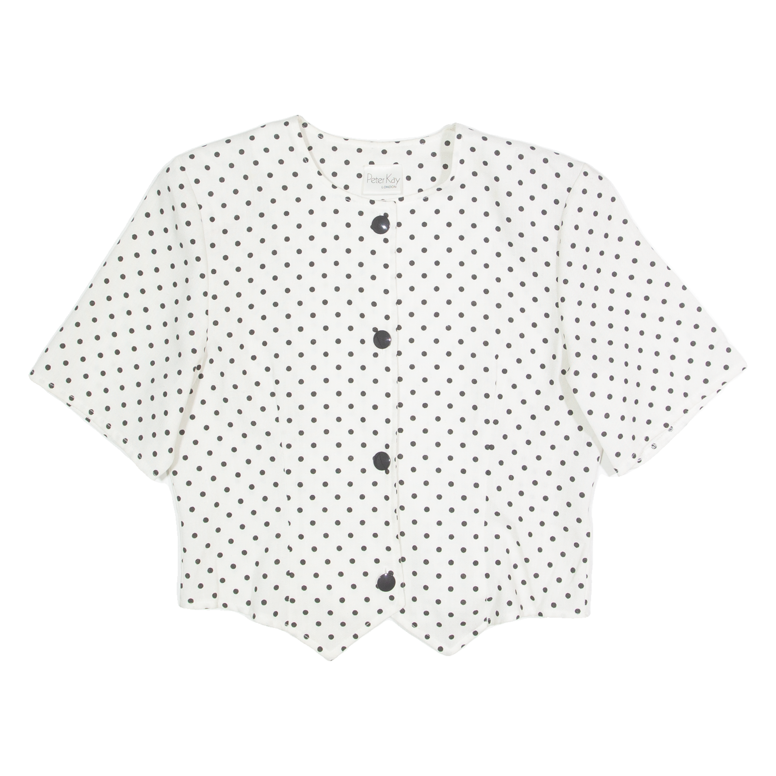 PETER KAY Womens Cropped Shirt White Polka Dot UK 12 Refurbished - N/A refurbished available on Cerqular