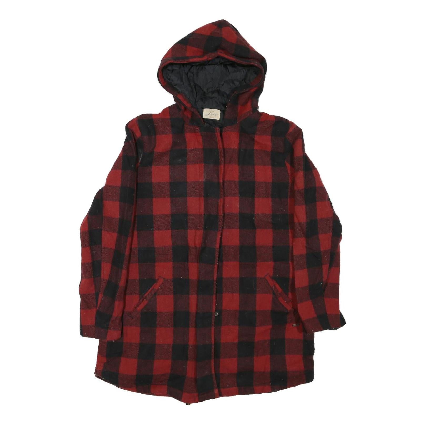 LEVI'S Mens Red & Black Check Jacket M Cotton Blend Zip Hooded Casual Refurbished - N/A refurbished available on Cerqular