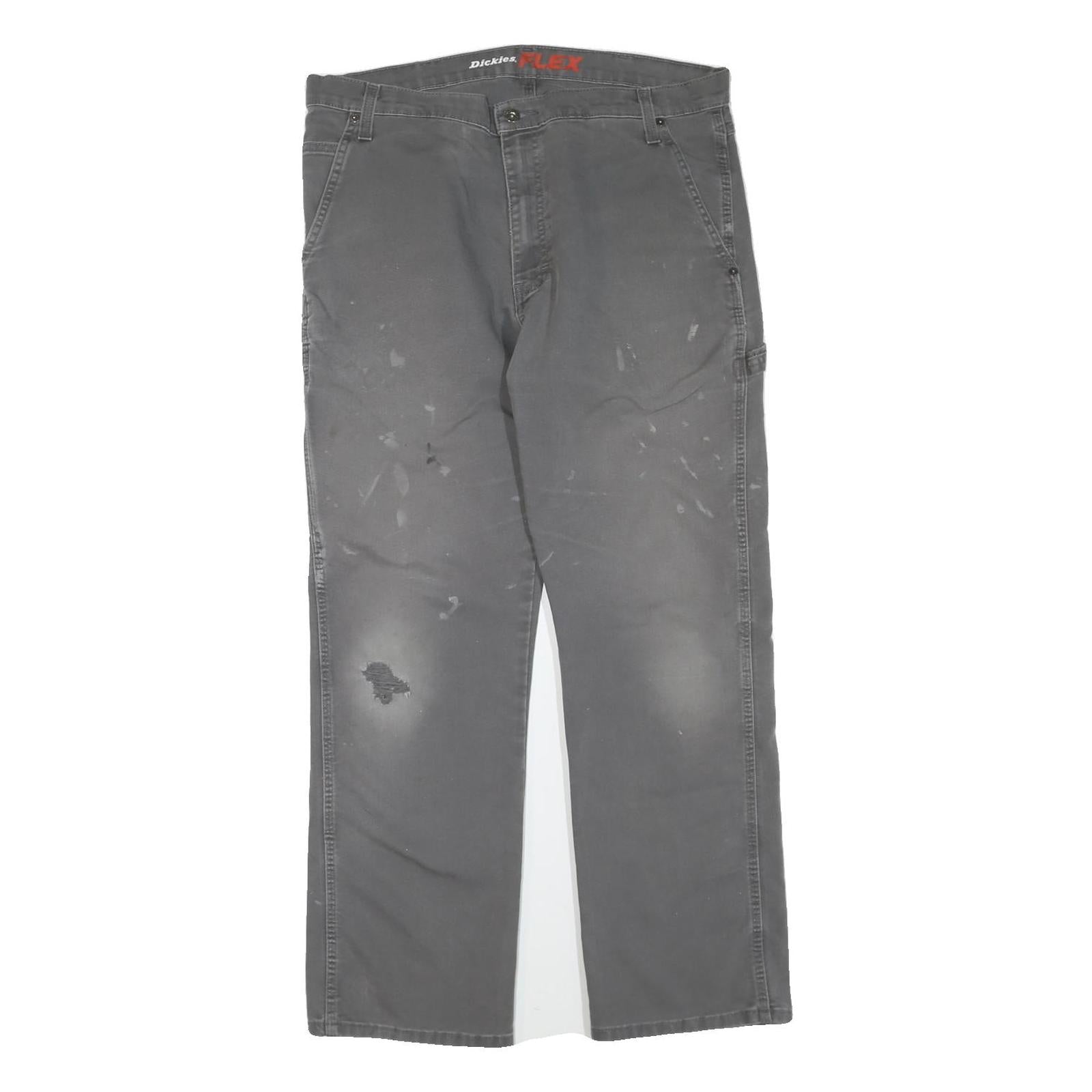 DICKIES Mens Cotton Blend Grey Regular Straight Trousers W38 L32 Workwear Refurbished - N/A refurbished available on Cerqular