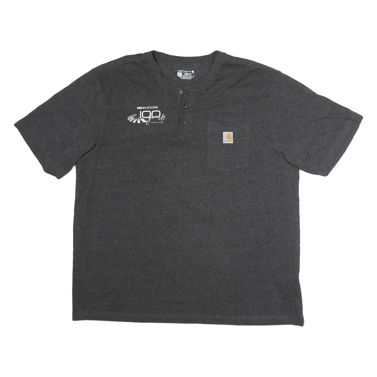 CARHARTT Mens Grey Henley T-Shirt XL Crew Neck Cotton Logo Pocket Casual Refurbished - N/A refurbished available on Cerqular