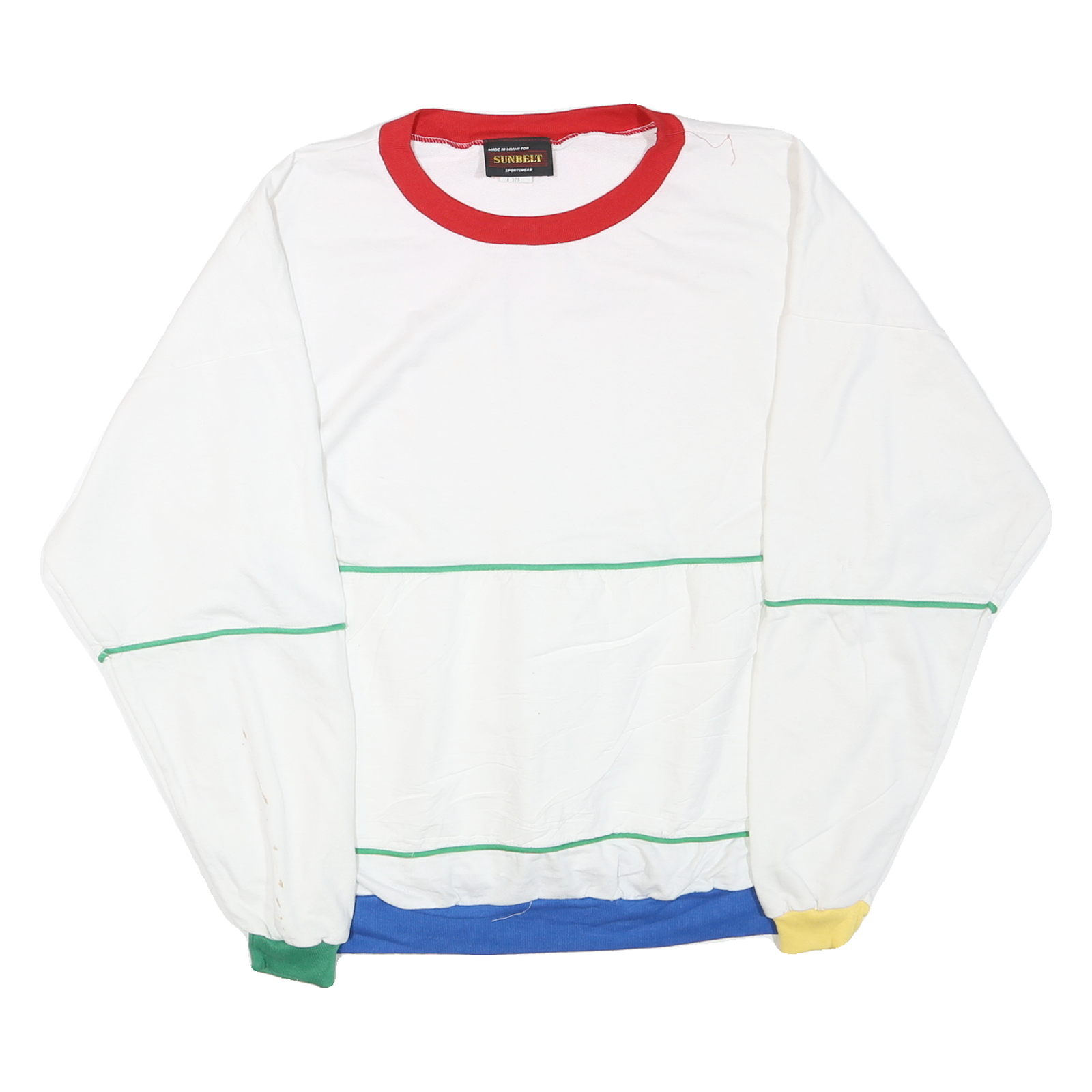 SUNBELT Mens White Colourblock Pullover XL Cotton Blend Hoodie Casual Refurbished - N/A refurbished available on Cerqular