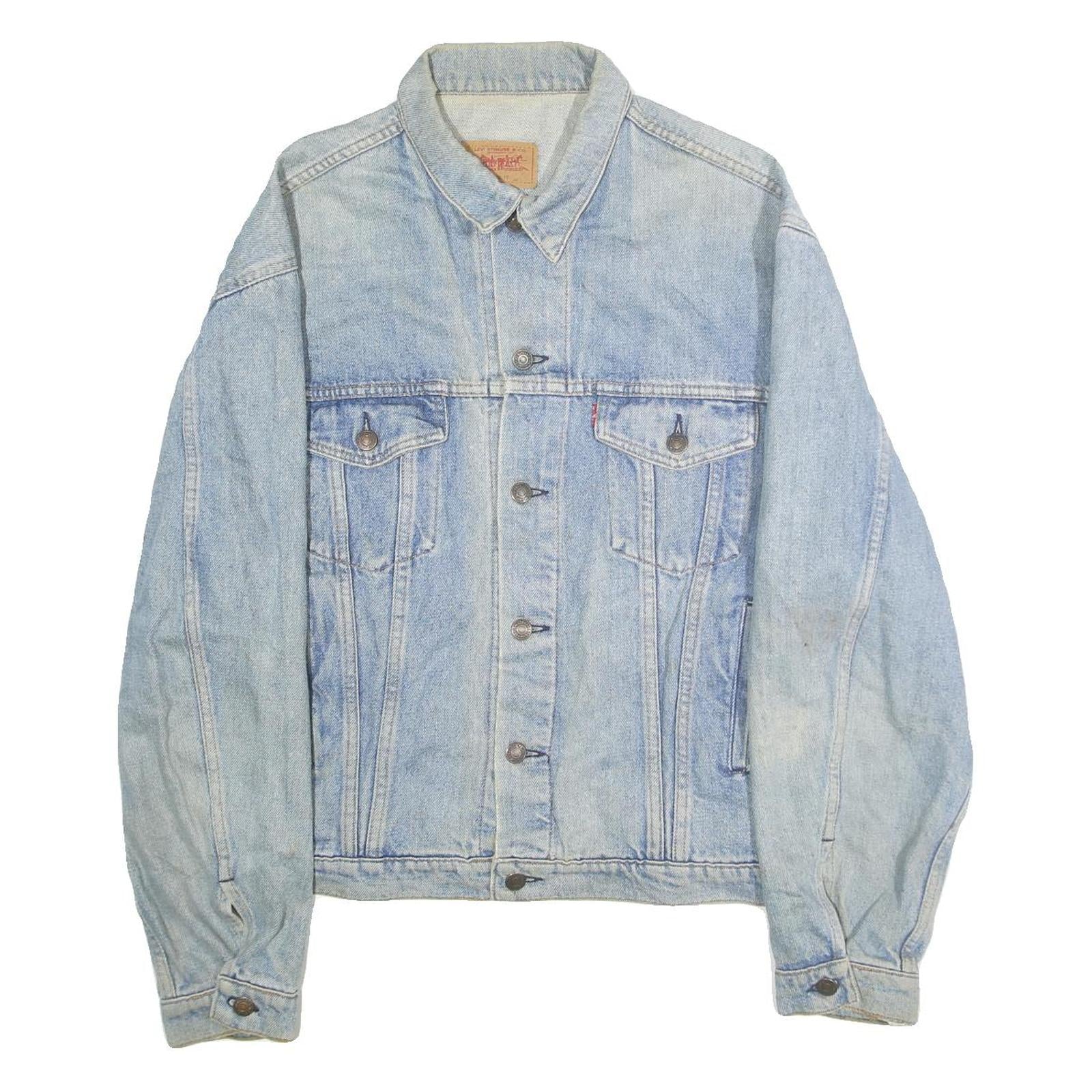 LEVI'S Mens Blue Denim Cotton Button Jacket L Plain Classic Fit Casual Refurbished - N/A refurbished available on Cerqular