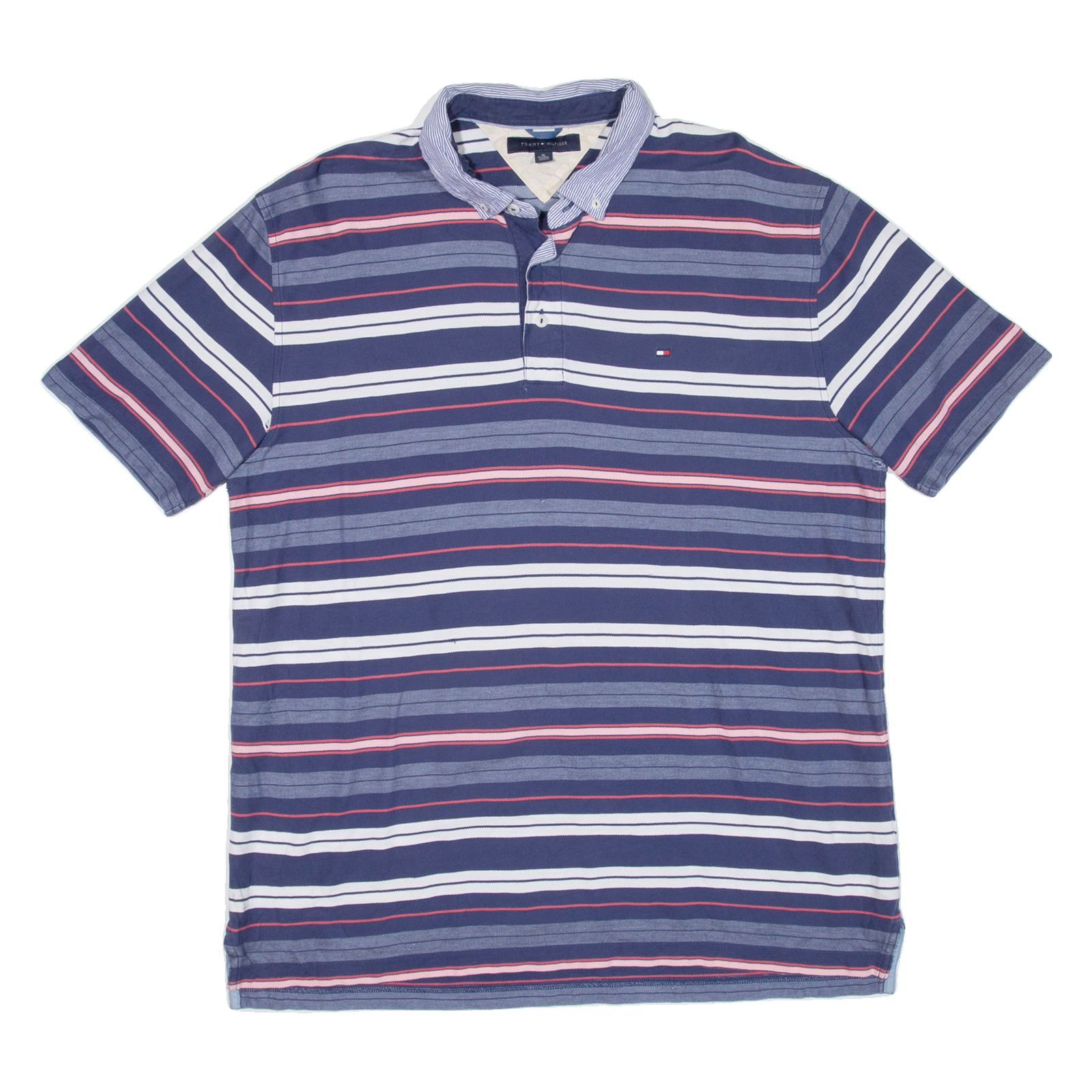 TOMMY HILFIGER Mens Polo Shirt Blue Striped XL Refurbished - N/A refurbished available on Cerqular