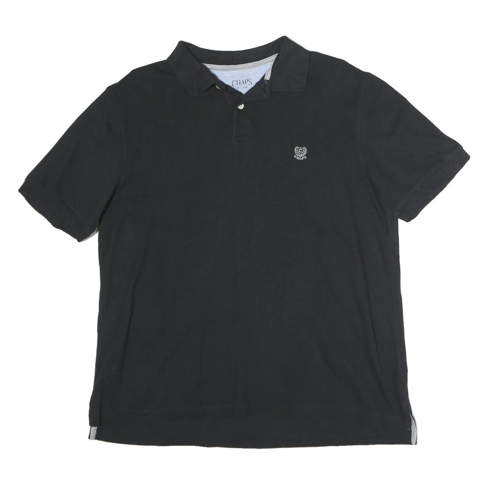 CHAPS Mens Black Cotton Short Sleeve Plain Polo Shirt L Classic Fit Casual Refurbished - N/A refurbished available on Cerqular