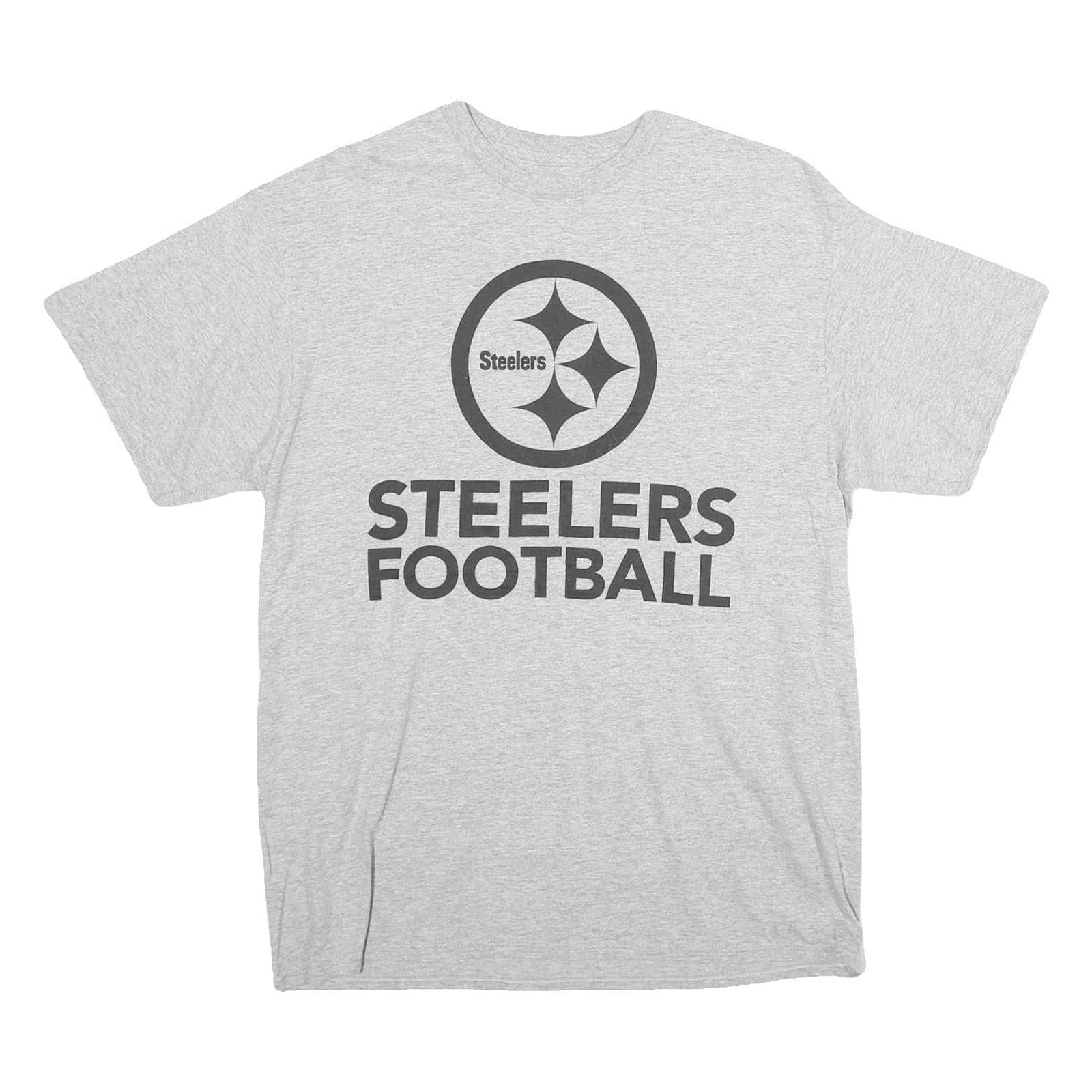 NFL Mens Grey Steelers Football Graphic T-Shirt L Short Sleeve Crew Neck Refurbished - N/A refurbished available on Cerqular