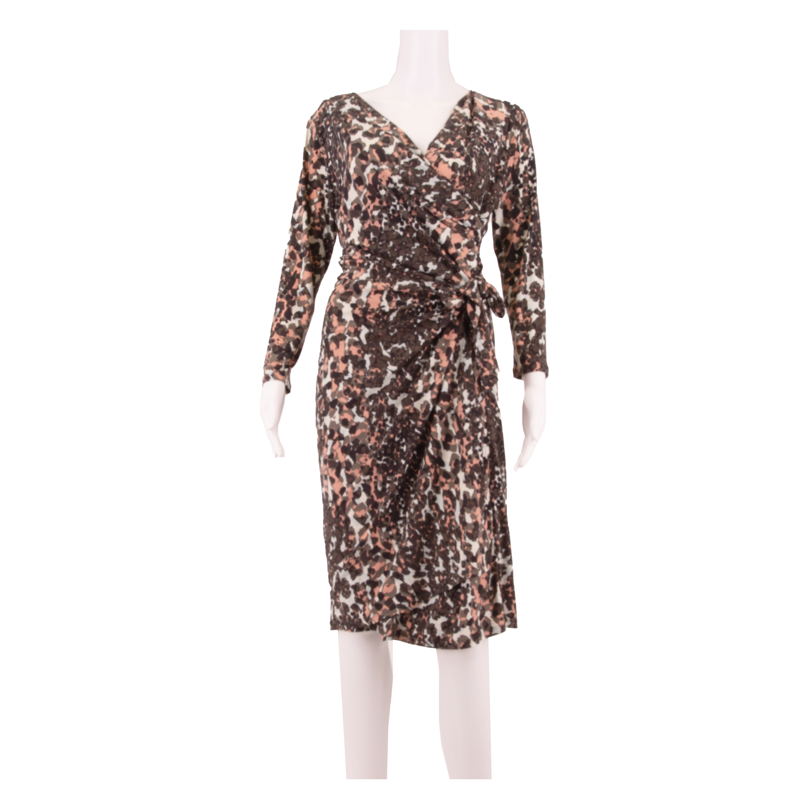 LAURA ASHLEY Womens Bodycon Dress Brown Viscose Animal Print Midi UK 10 Refurbished - N/A refurbished available on Cerqular